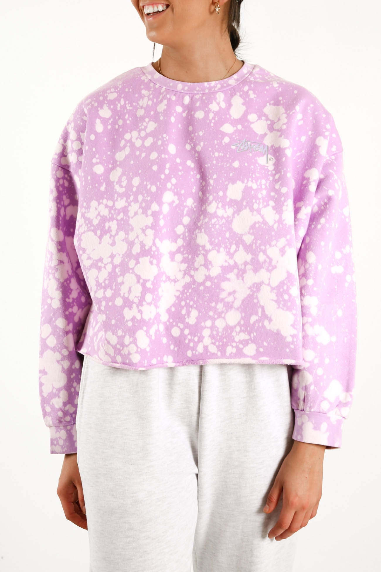 Stock Splatter Cut Off Crew Orchid