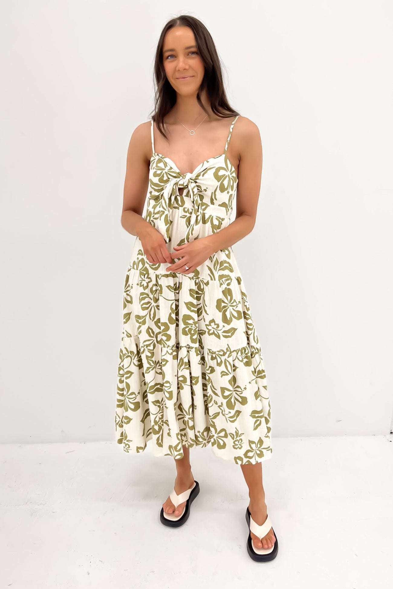 Alyce Midi Dress Cream Green