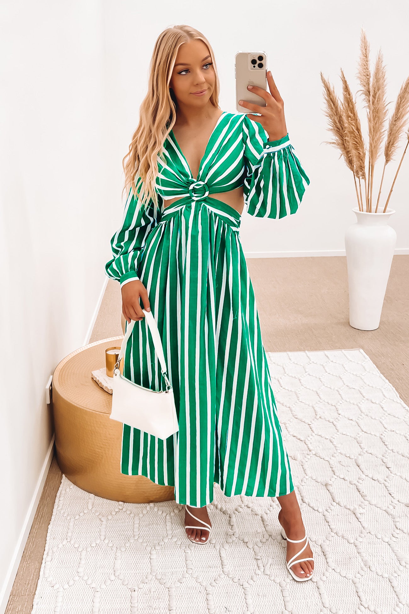 Amari Midi Dress Green Stripe