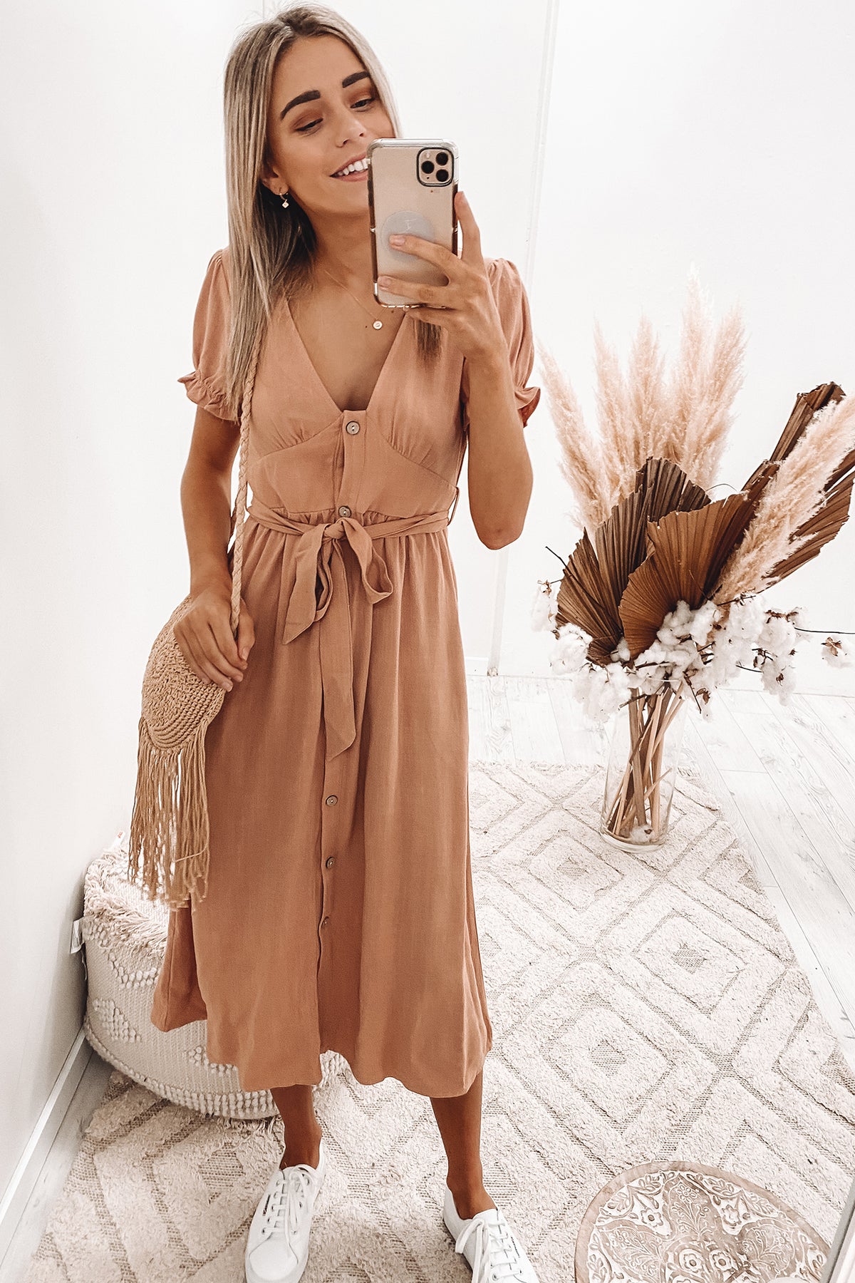 Anastasia Midi Dress Rust