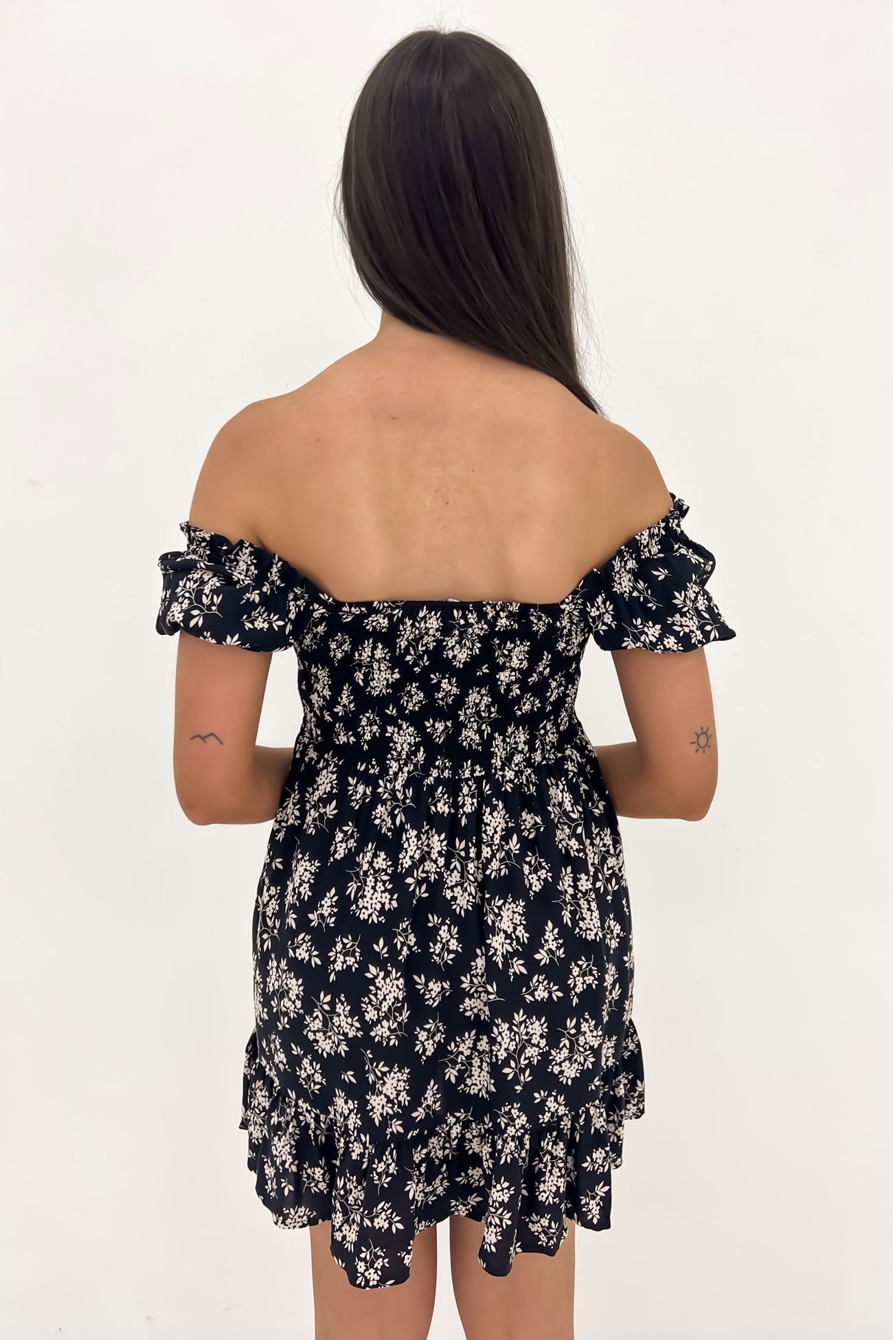 Andi Shirred Mini Dress Black