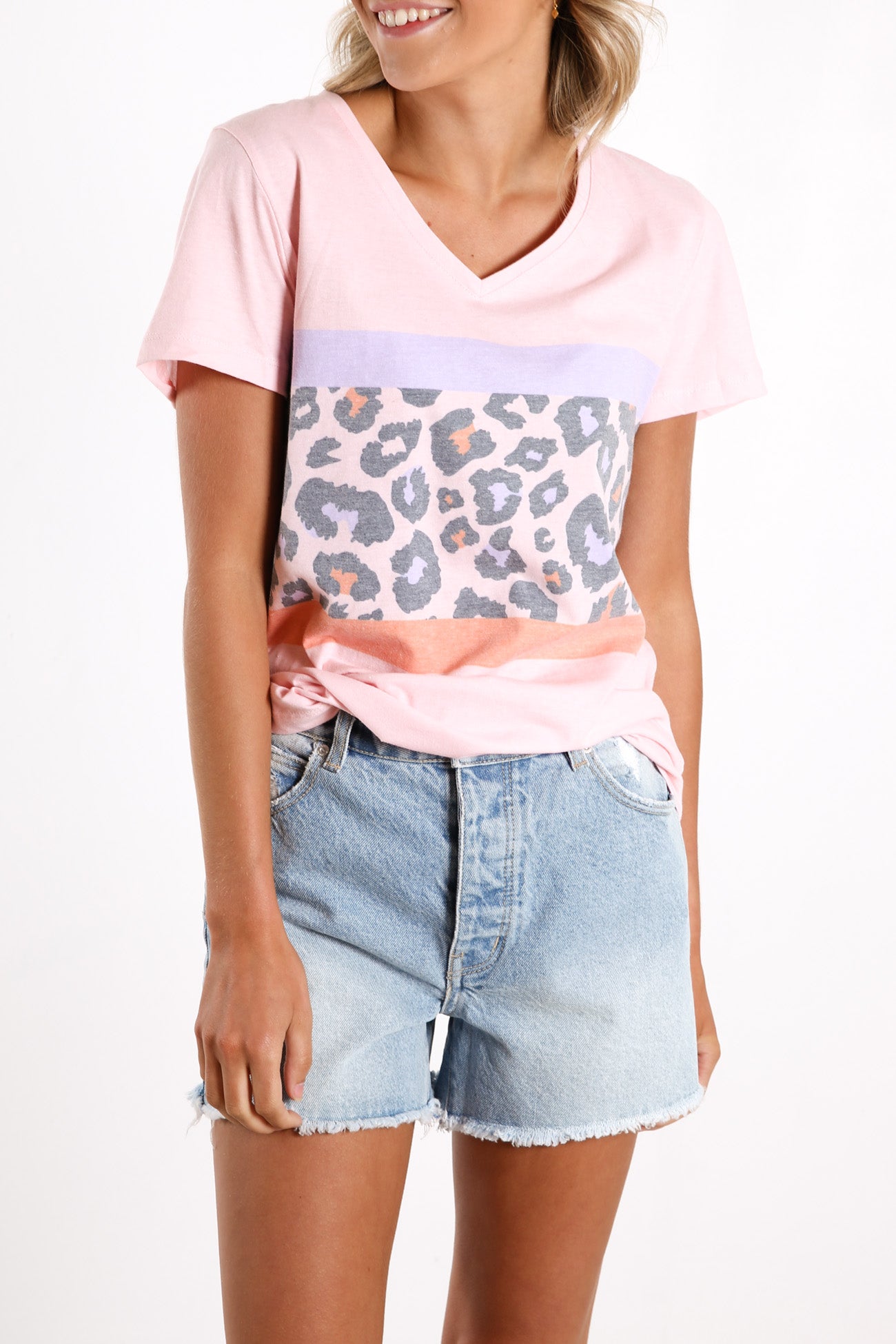 Animal Panel Tee Pink Tint