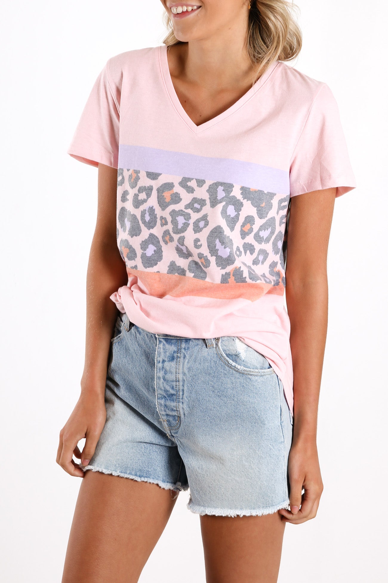 Animal Panel Tee Pink Tint