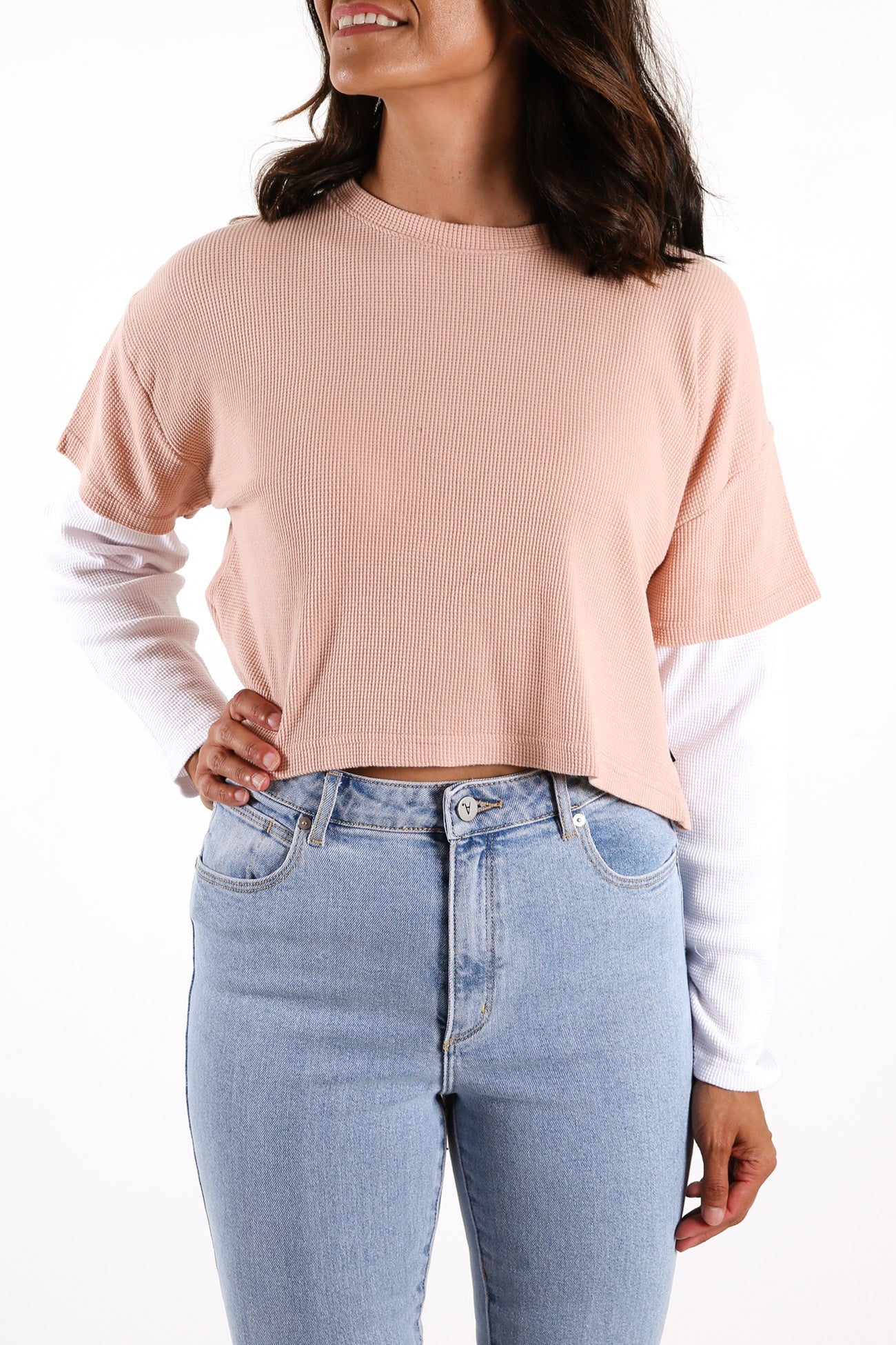 Arizona Waffle Long Sleeve Dusty Pink