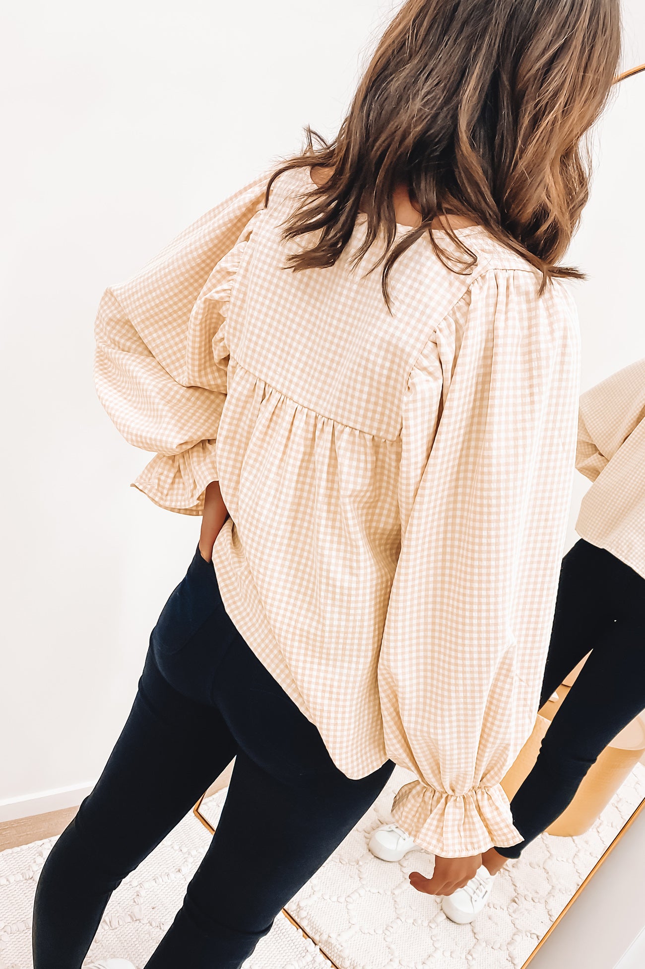 Austin Top Beige Gingham