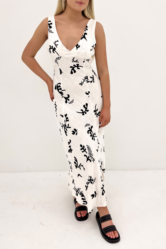 Bari Maxi Dress Cream Black Jean Jail