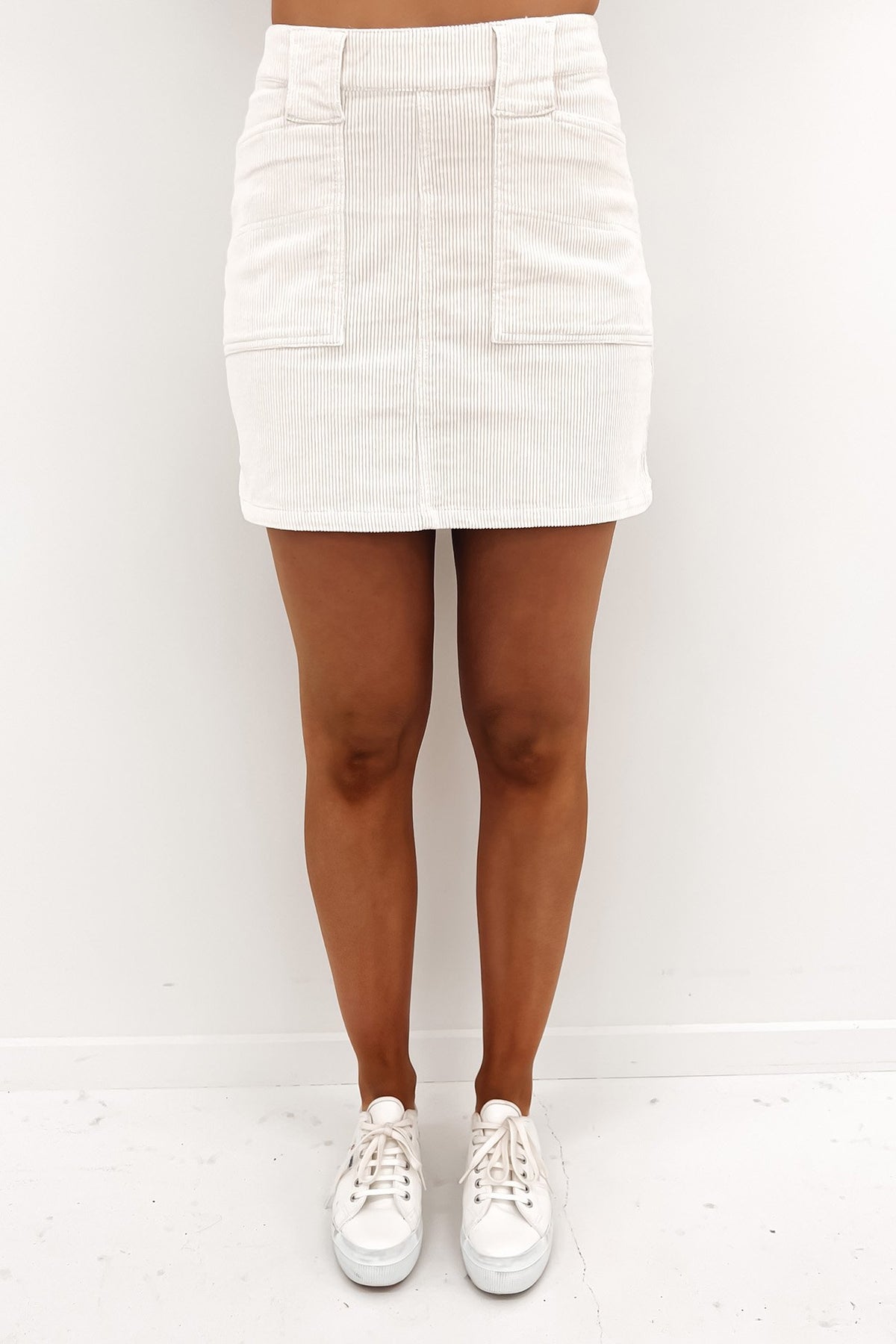 Belle Cord Skirt Vintage White