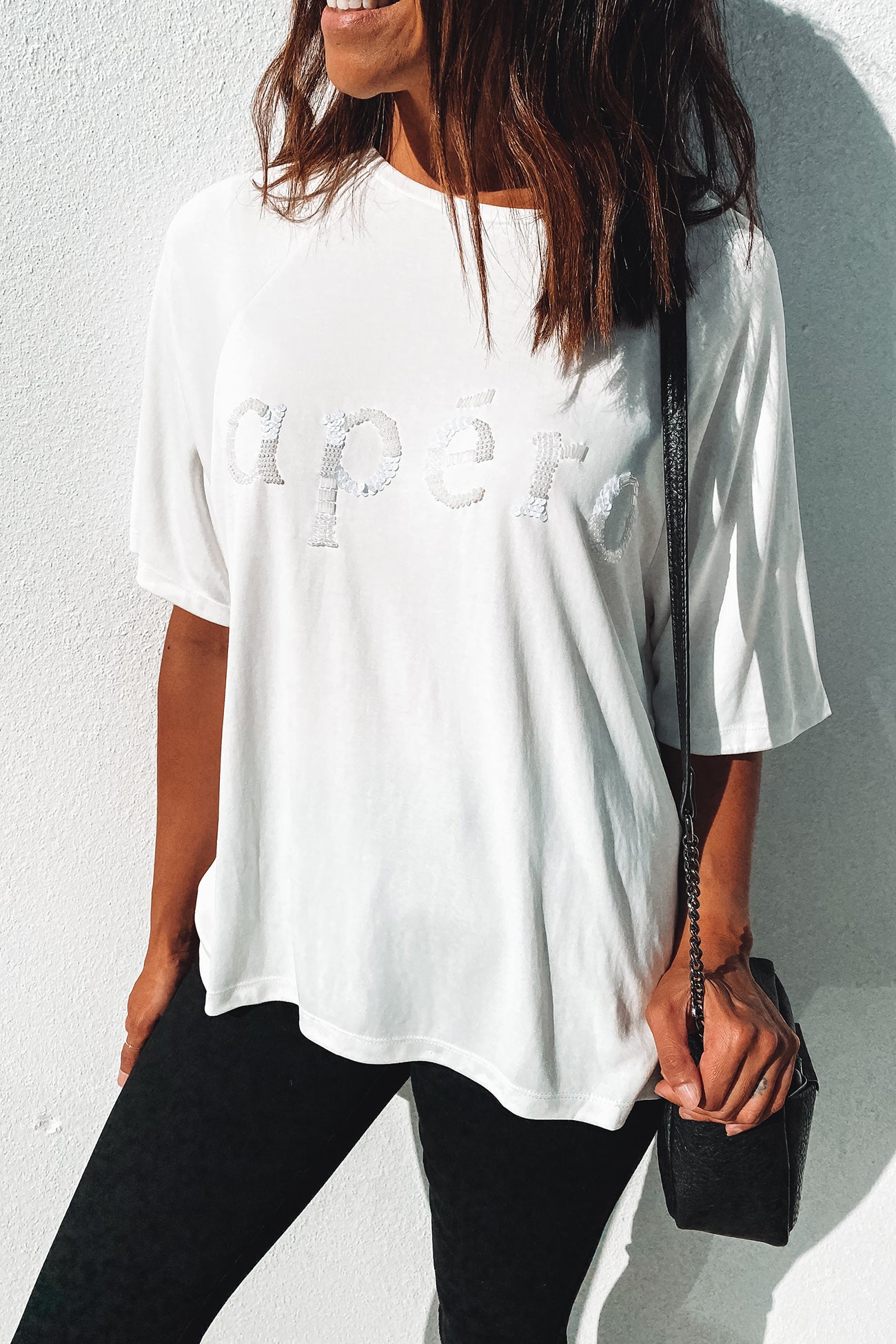 Blanc Beaded Oversized Tee White