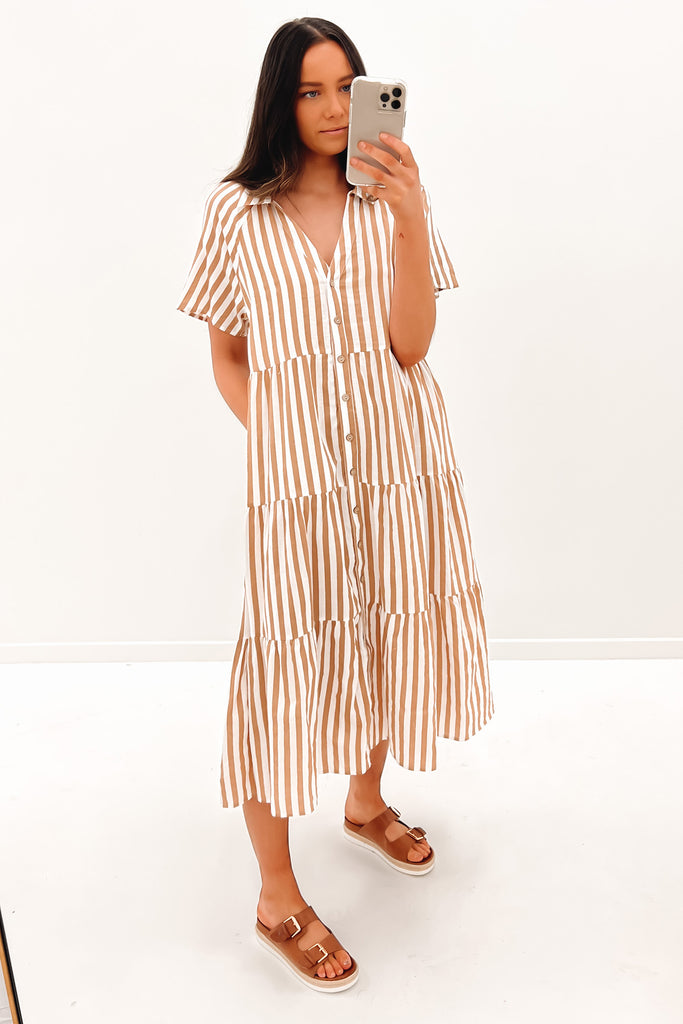 H&m striped outlet midi dress