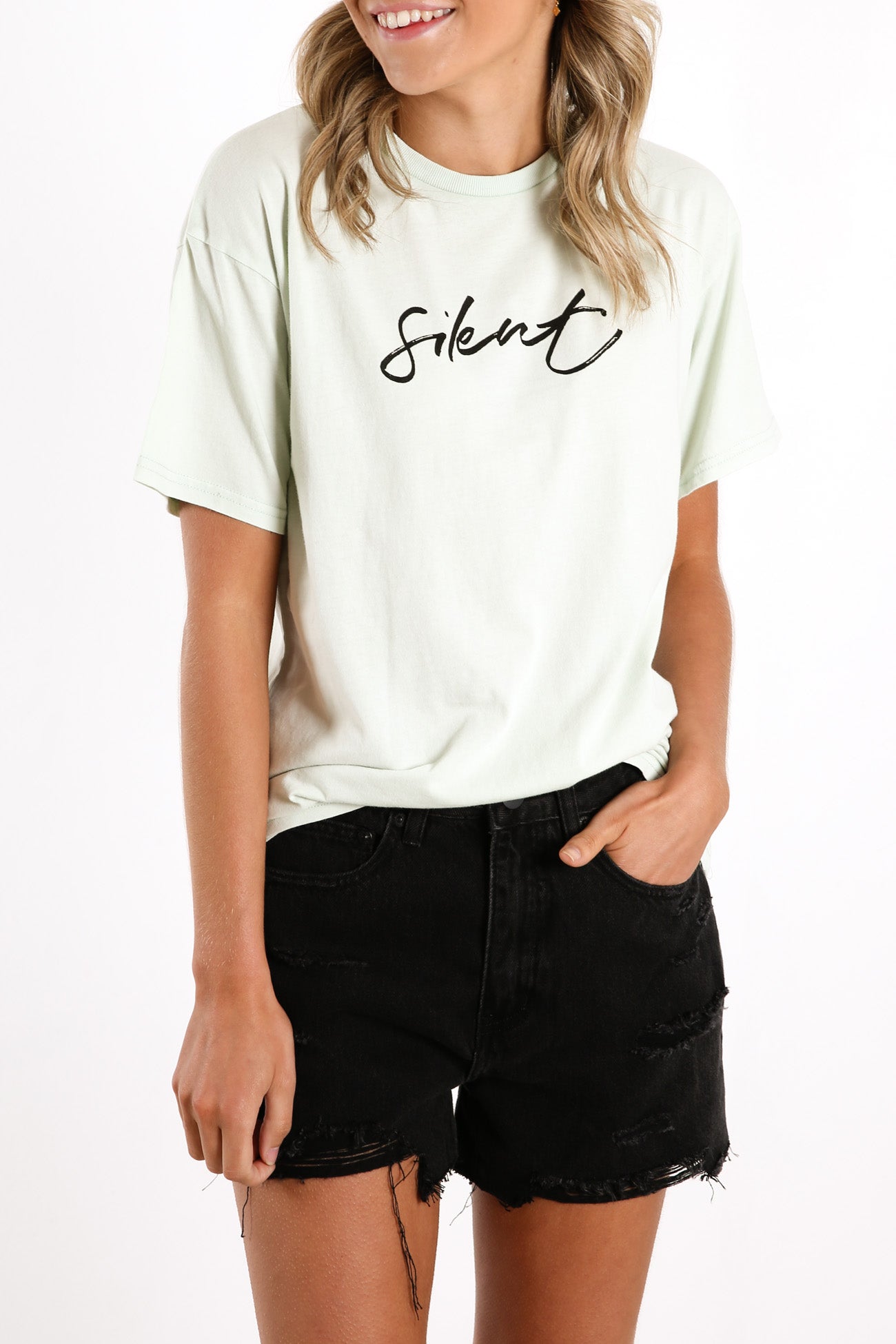 Caged Tie Tee Mint