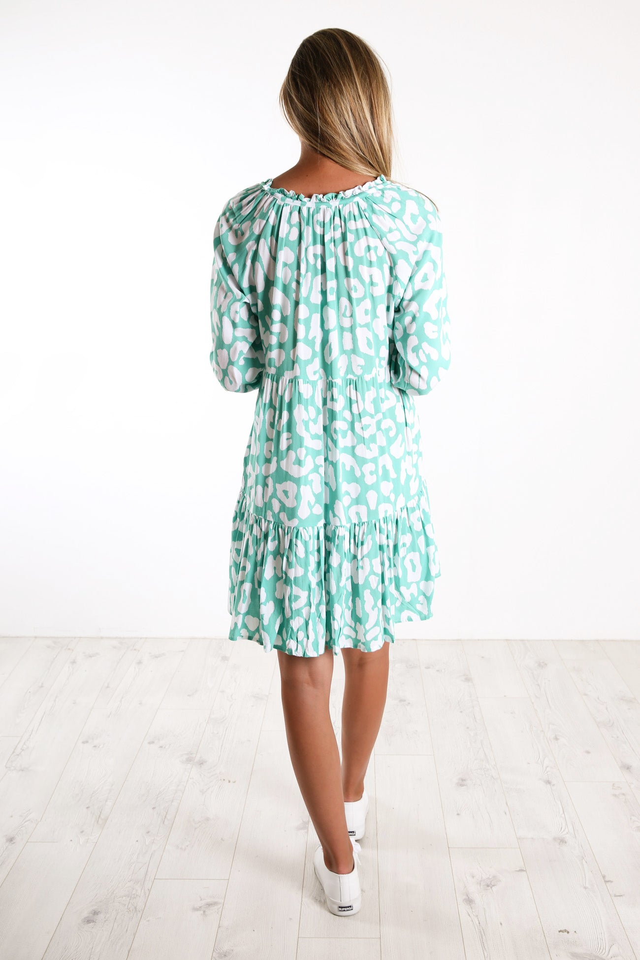 Cali Rope Mini Dress Aqua Leopard