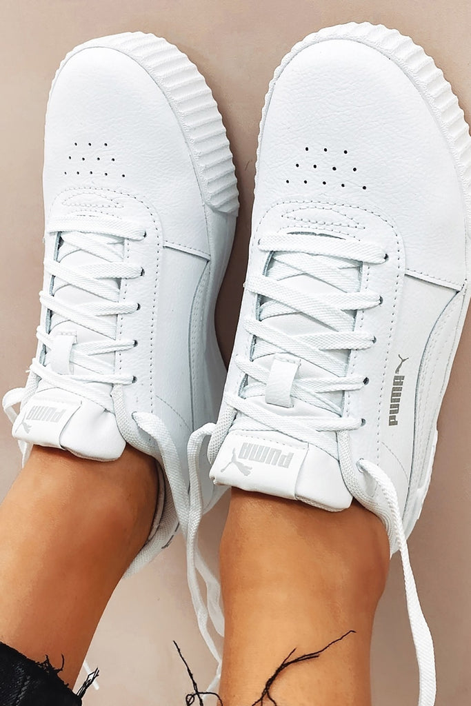 Carina Leather Sneaker Puma White Silver Jean Jail