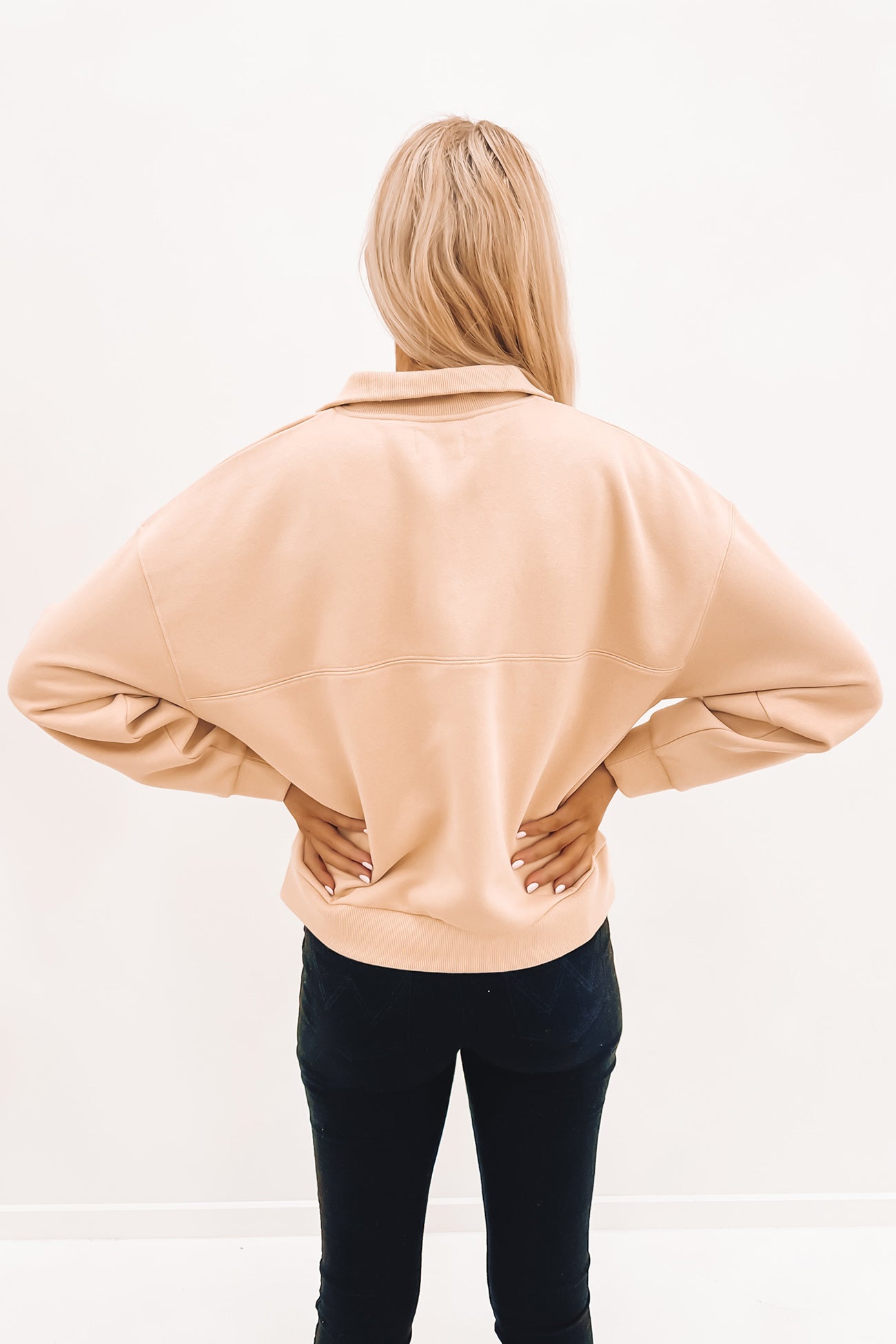 Carter Zip Front Sweat Sand