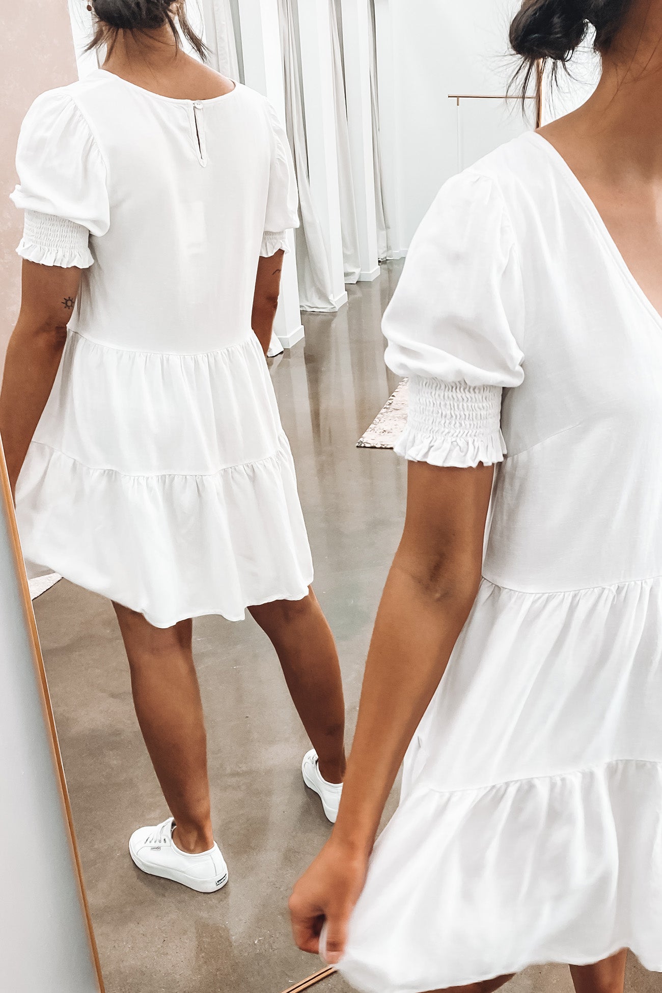Chloe Tiered Mini Dress White