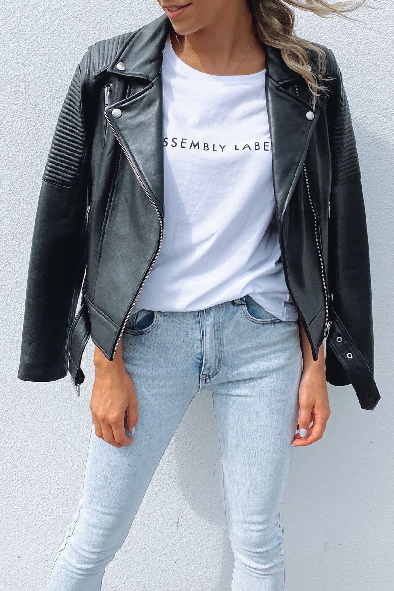 Classic Biker Jacket Black Silver