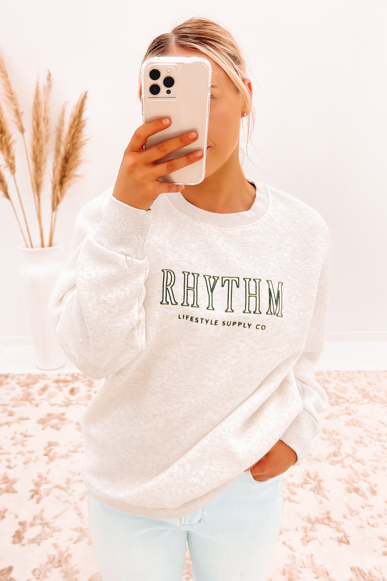 College Crew Neck Fleece Grey Marle