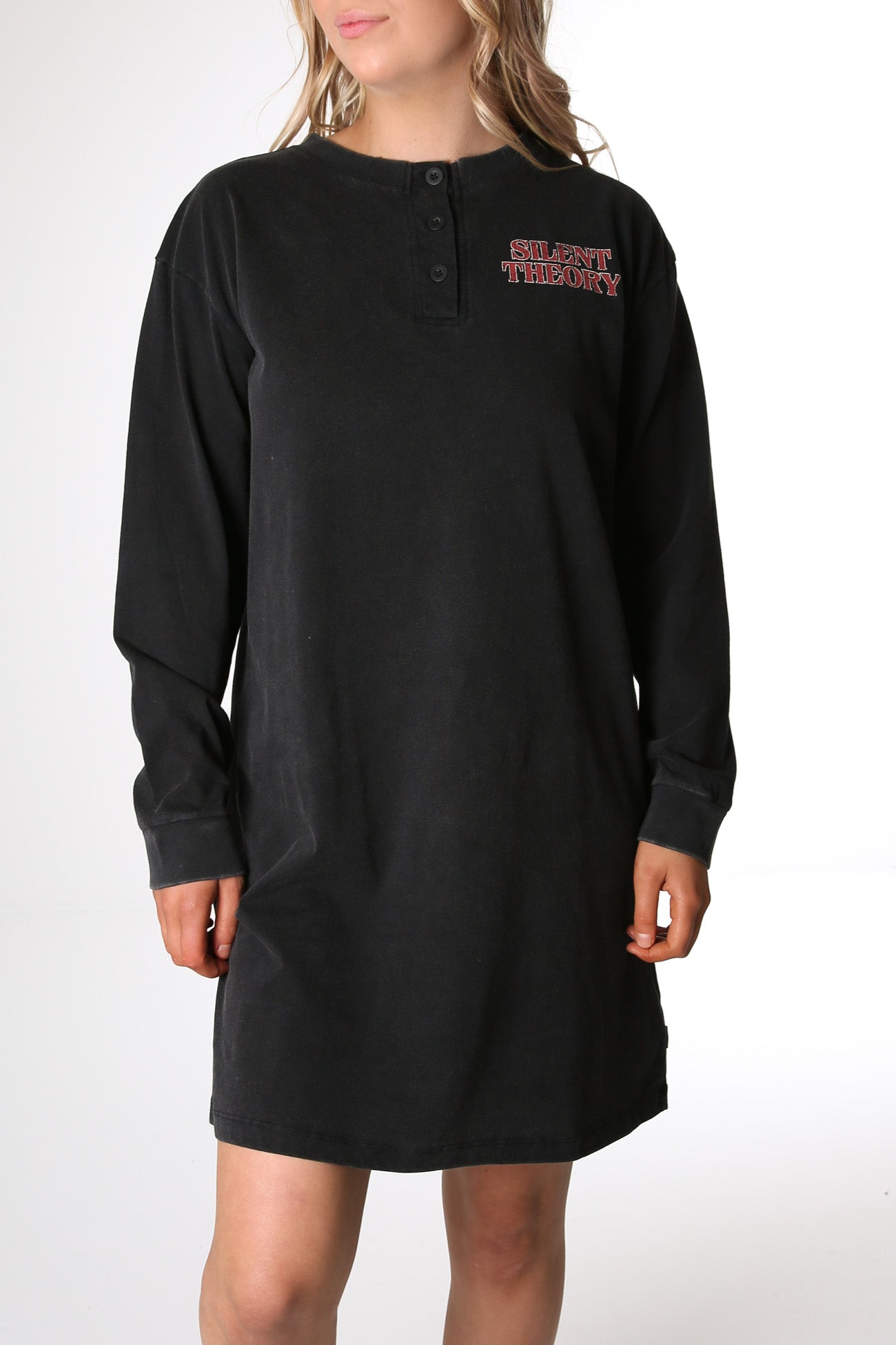 Colorado Henley Dress Washed Black
