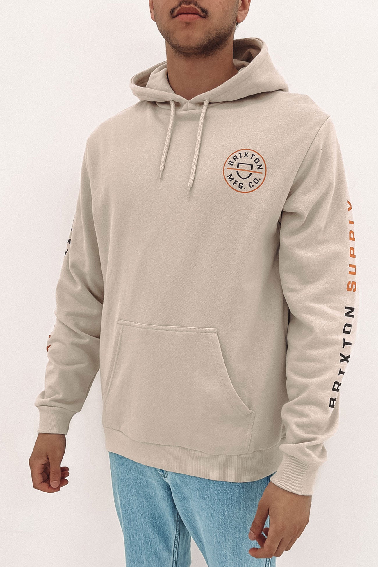 Crest Hood Beige Burnt Orange Black