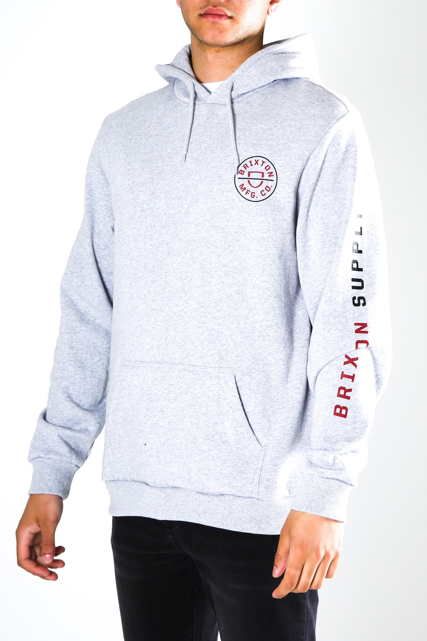 Crest Hood Heather Grey Red