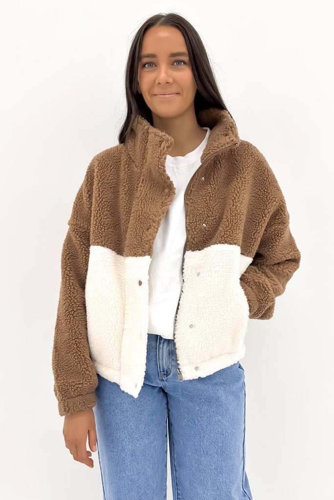 Derby Teddy Jacket Vintage White Tan Jean Jail