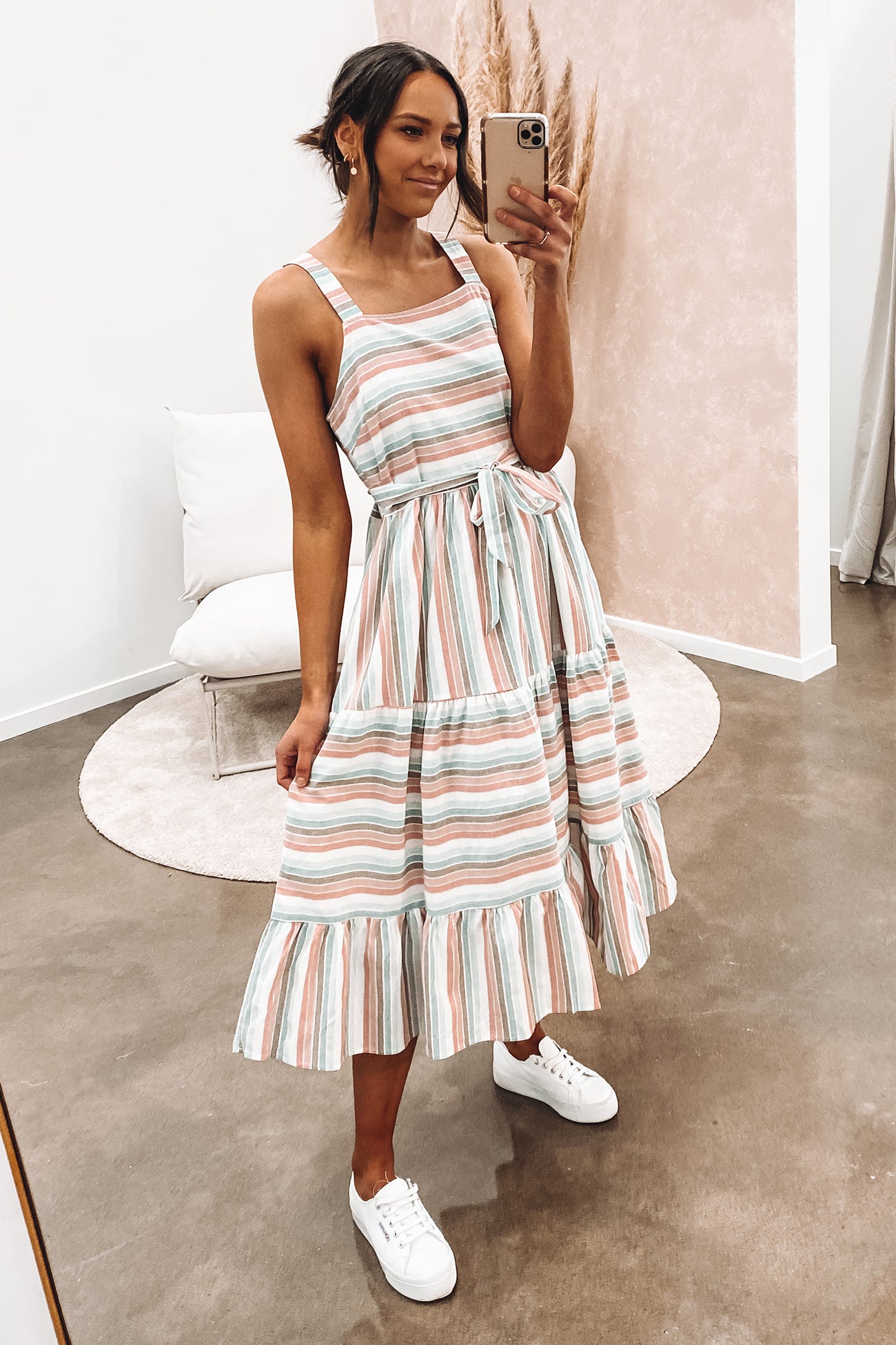 Dustin Midi Dress Multi Stripe
