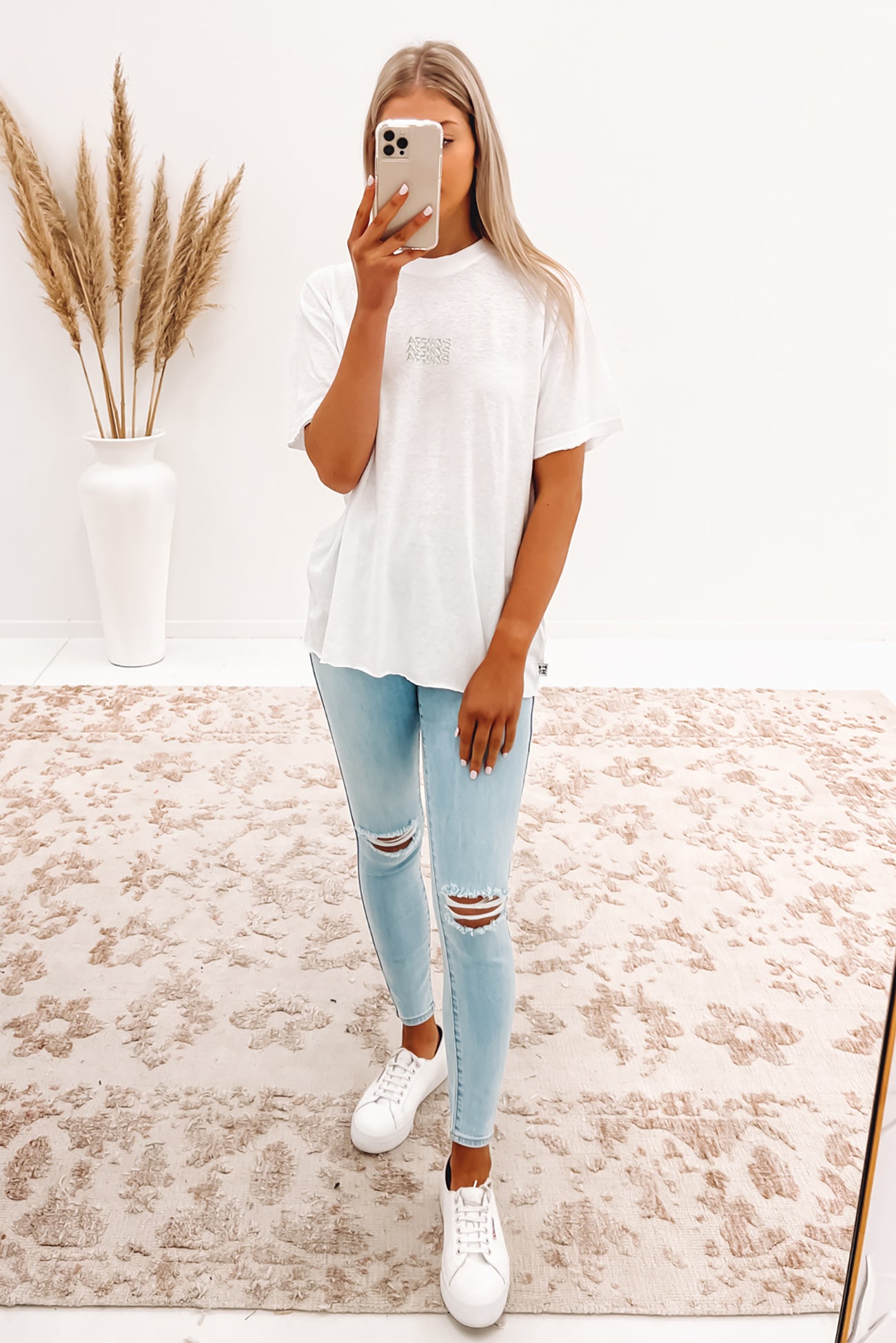 Elation Hemp Oversized Tee White