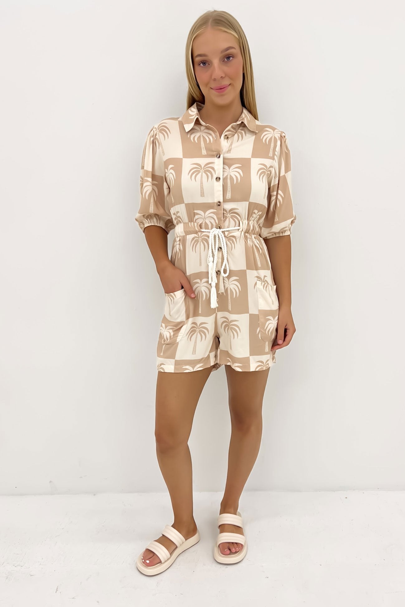 Eliza Playsuit Latte Palm