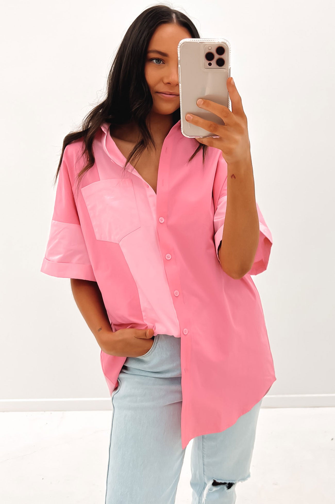 Eliza Shirt Dress Pink