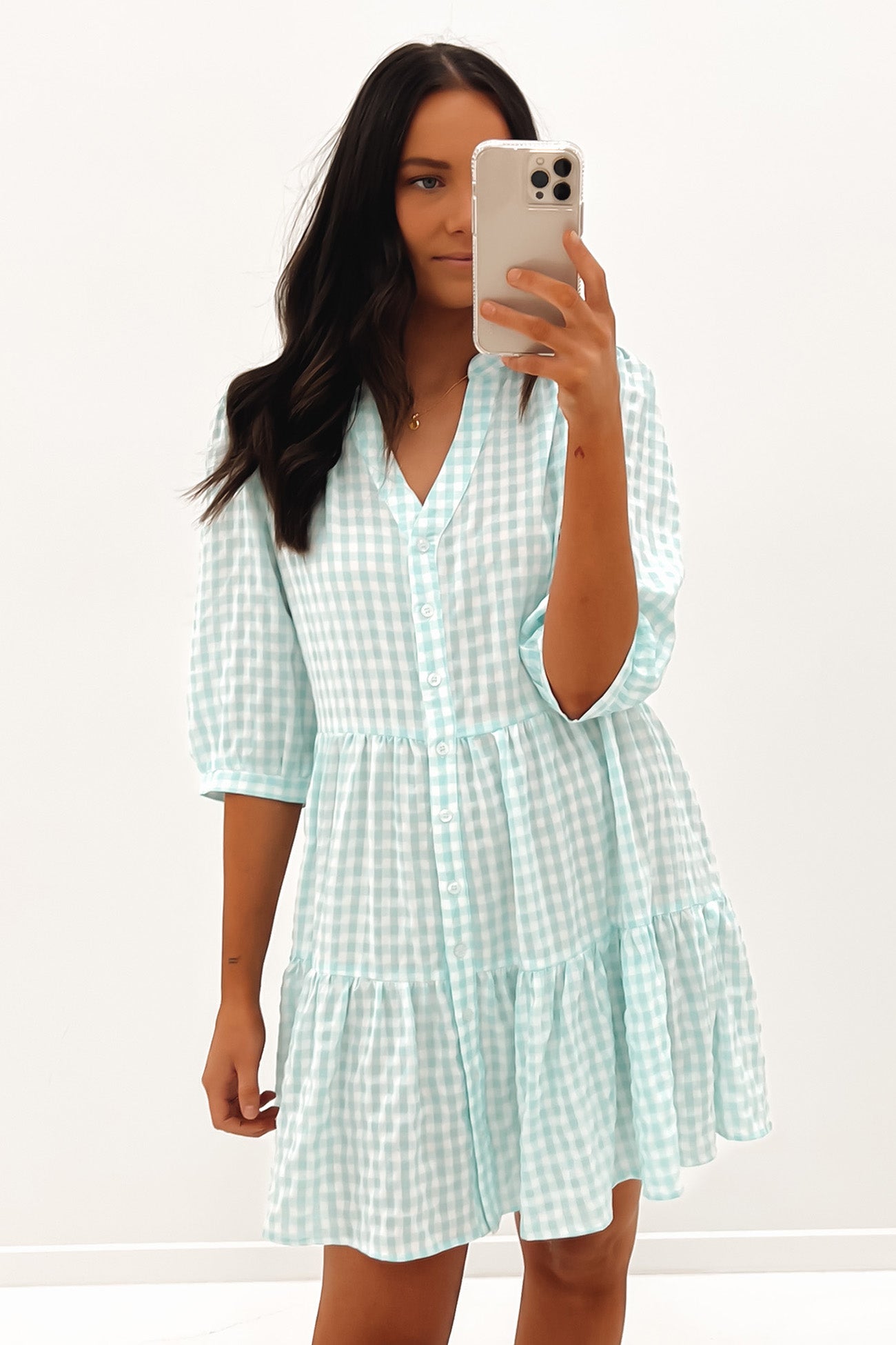 Ella Mini Dress Blue Check