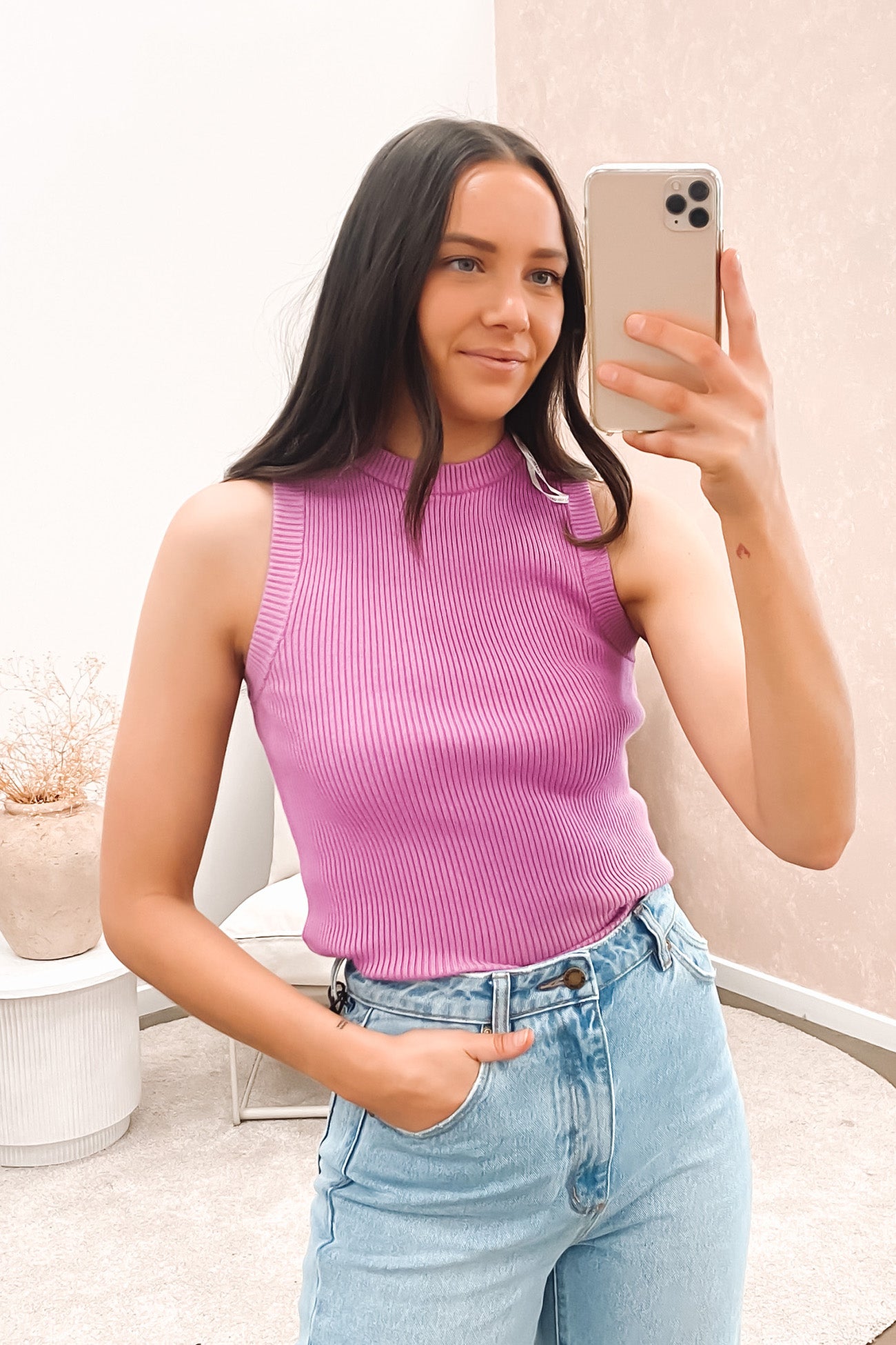 Ellie Knit Tank Plum