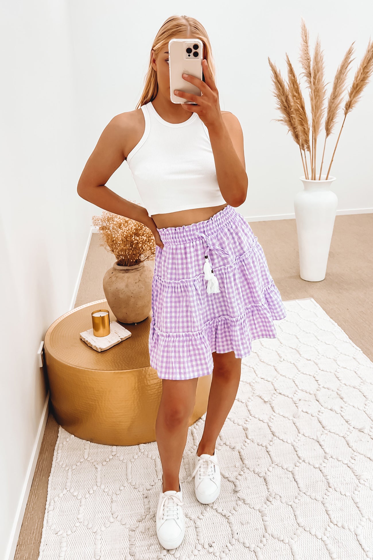 Elliott Mini Skirt Lilac Gingham