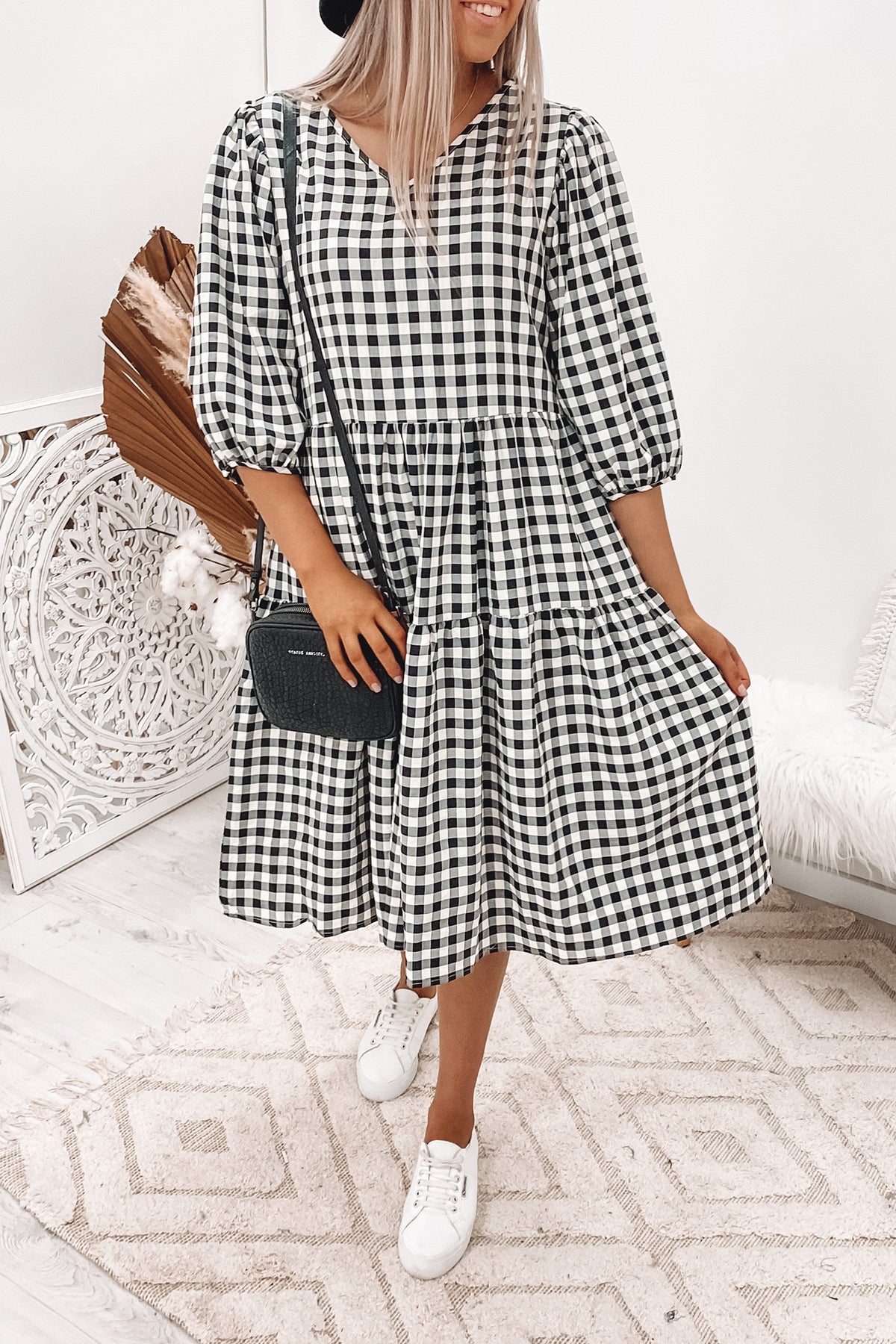 Embrace Me Dress Gingham Black