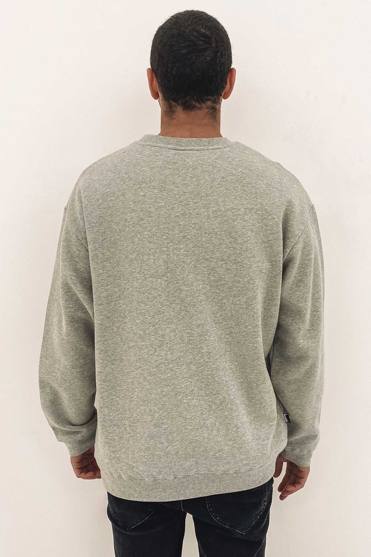 Embroidered College International Crew Grey Marle