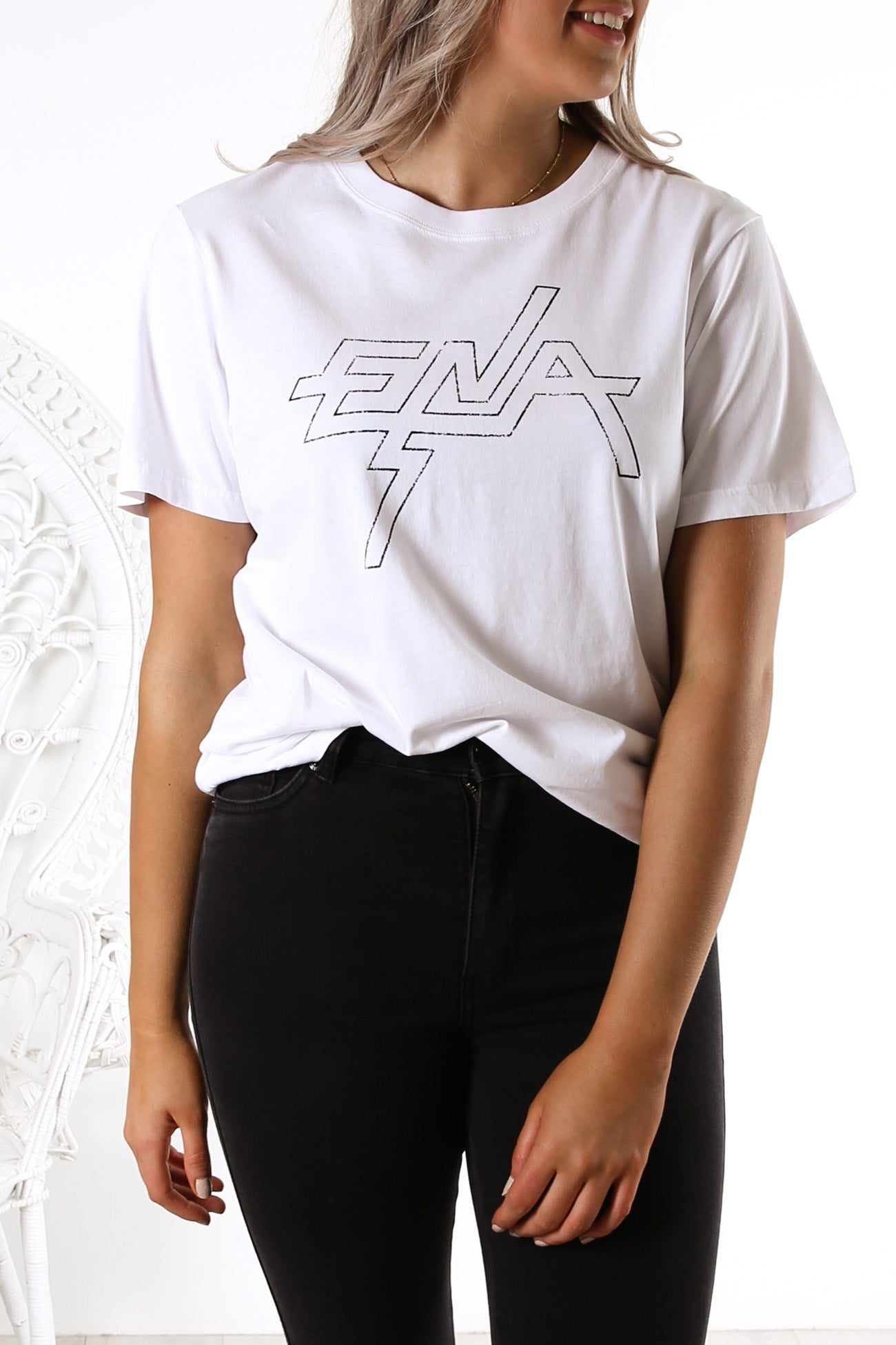 Block Logo Graphic Tee White