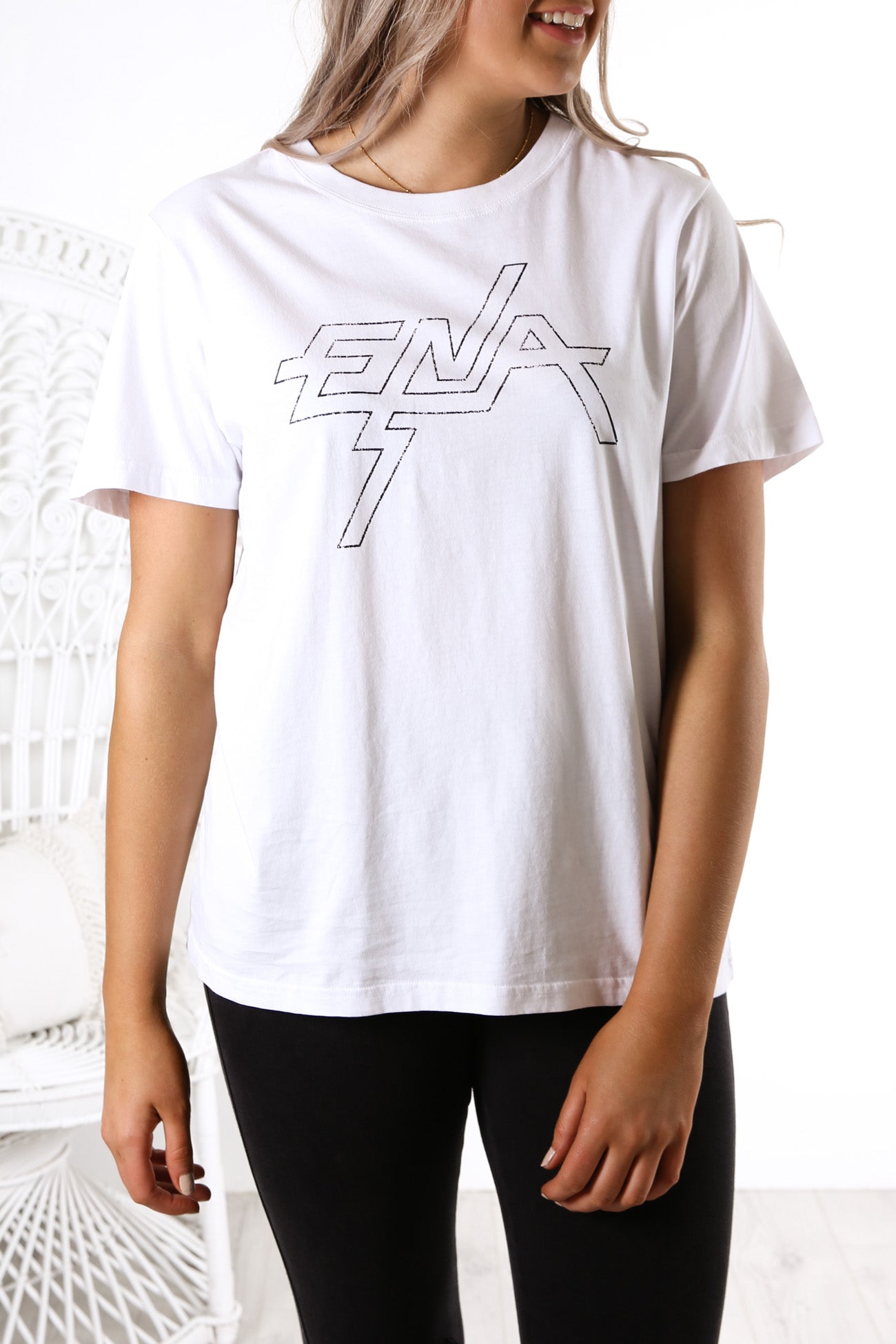 Block Logo Graphic Tee White
