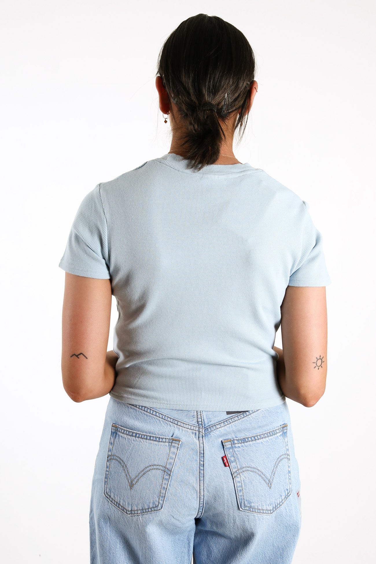 Erin Waffle Fitted Tee Baby Blue