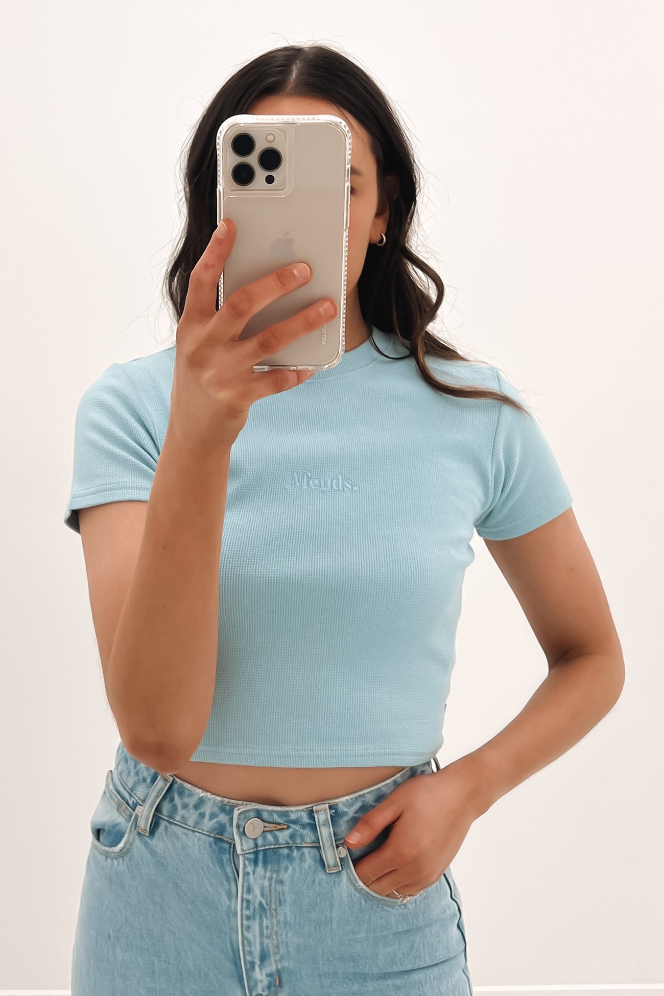 Erin Waffle Fitted Tee Baby Blue