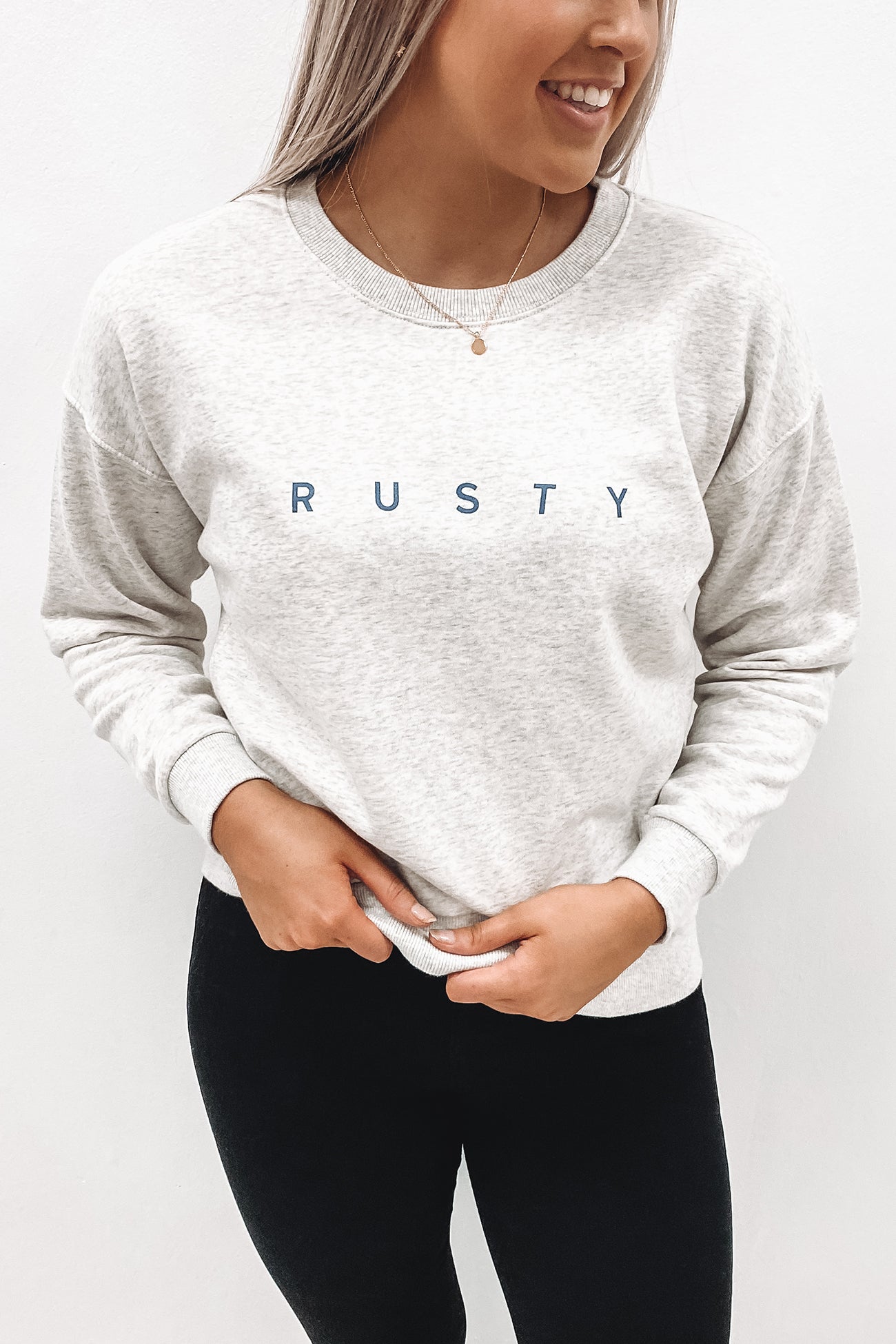Essentials Crew Neck Fleece White Marle