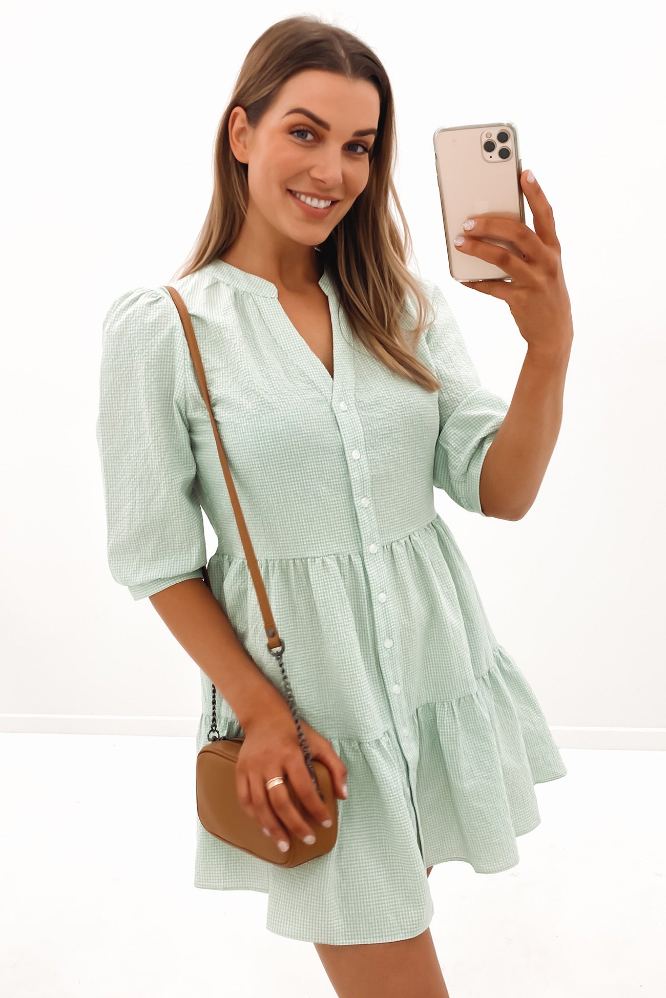 Etta Mini Dress Green Check