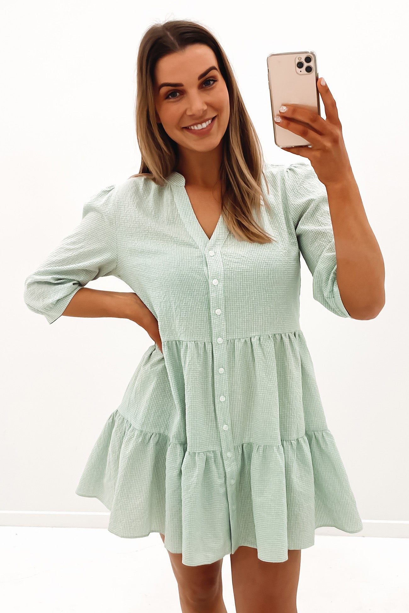 Etta Mini Dress Green Check