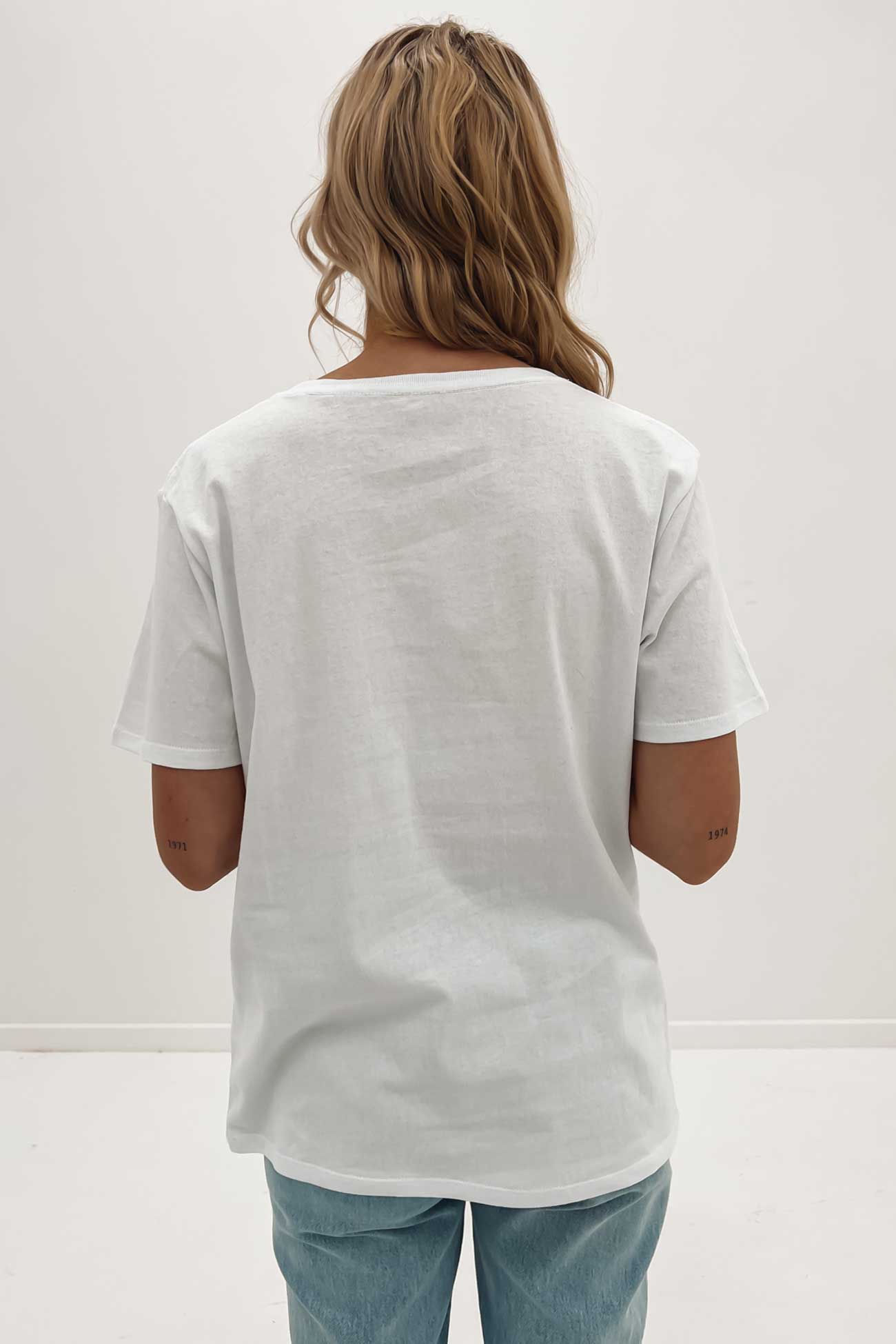 Flower Embroidered Tee White