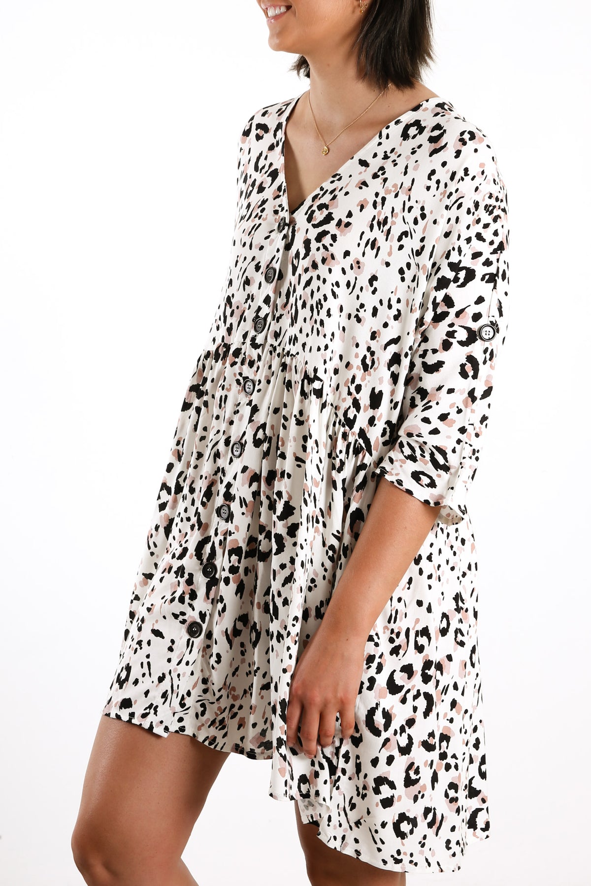 Freddie Dress Snow Leopard Print
