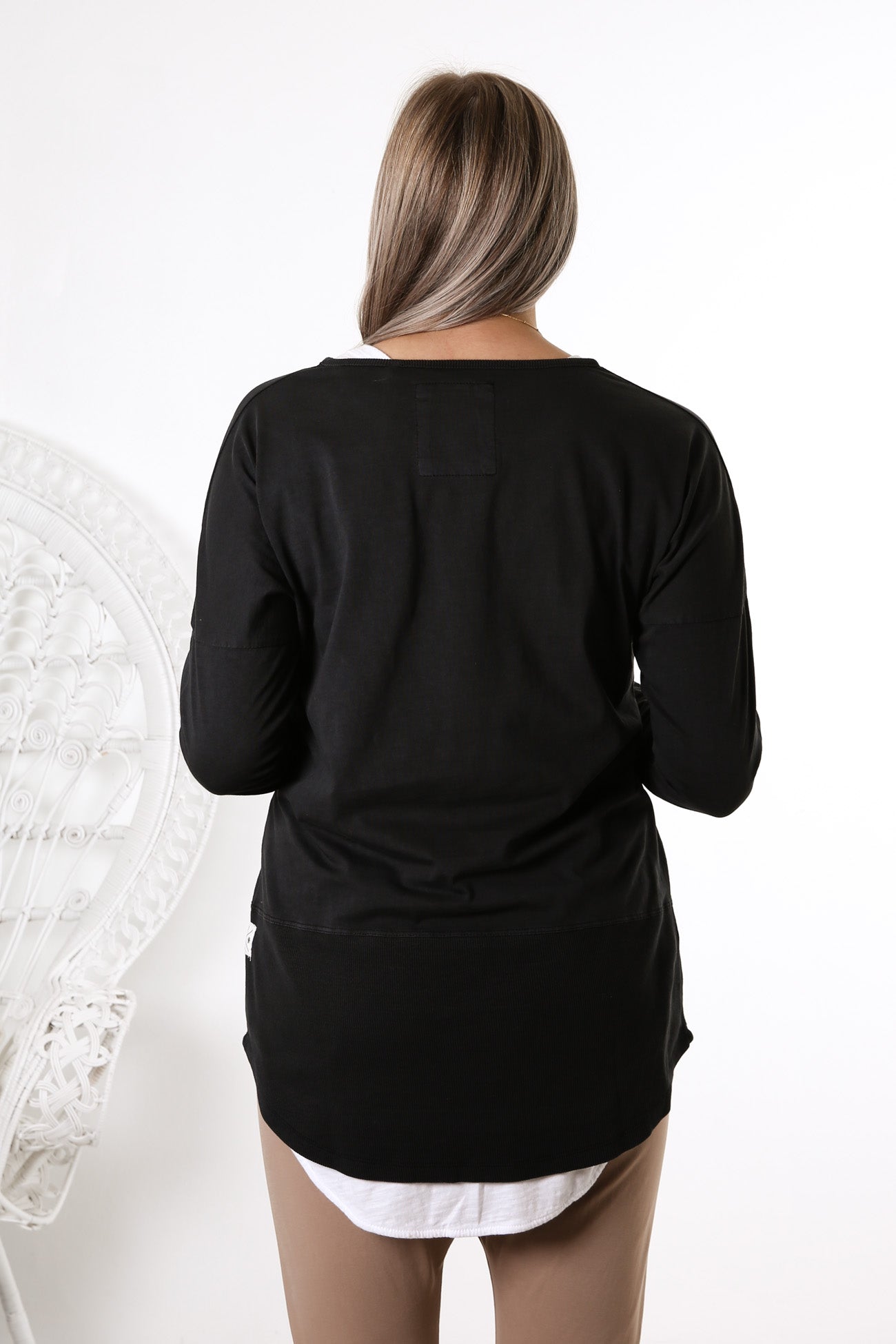 Fundamental Rib Long Sleeve Tee Washed Black