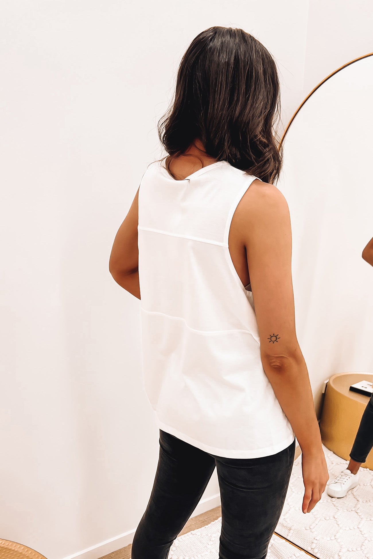 Gabby Panel Embroidered Tank White