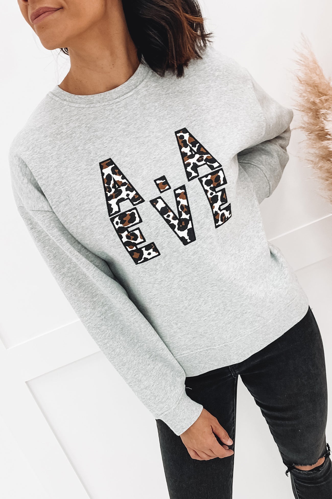 Gemma Patched Crew Grey Marle