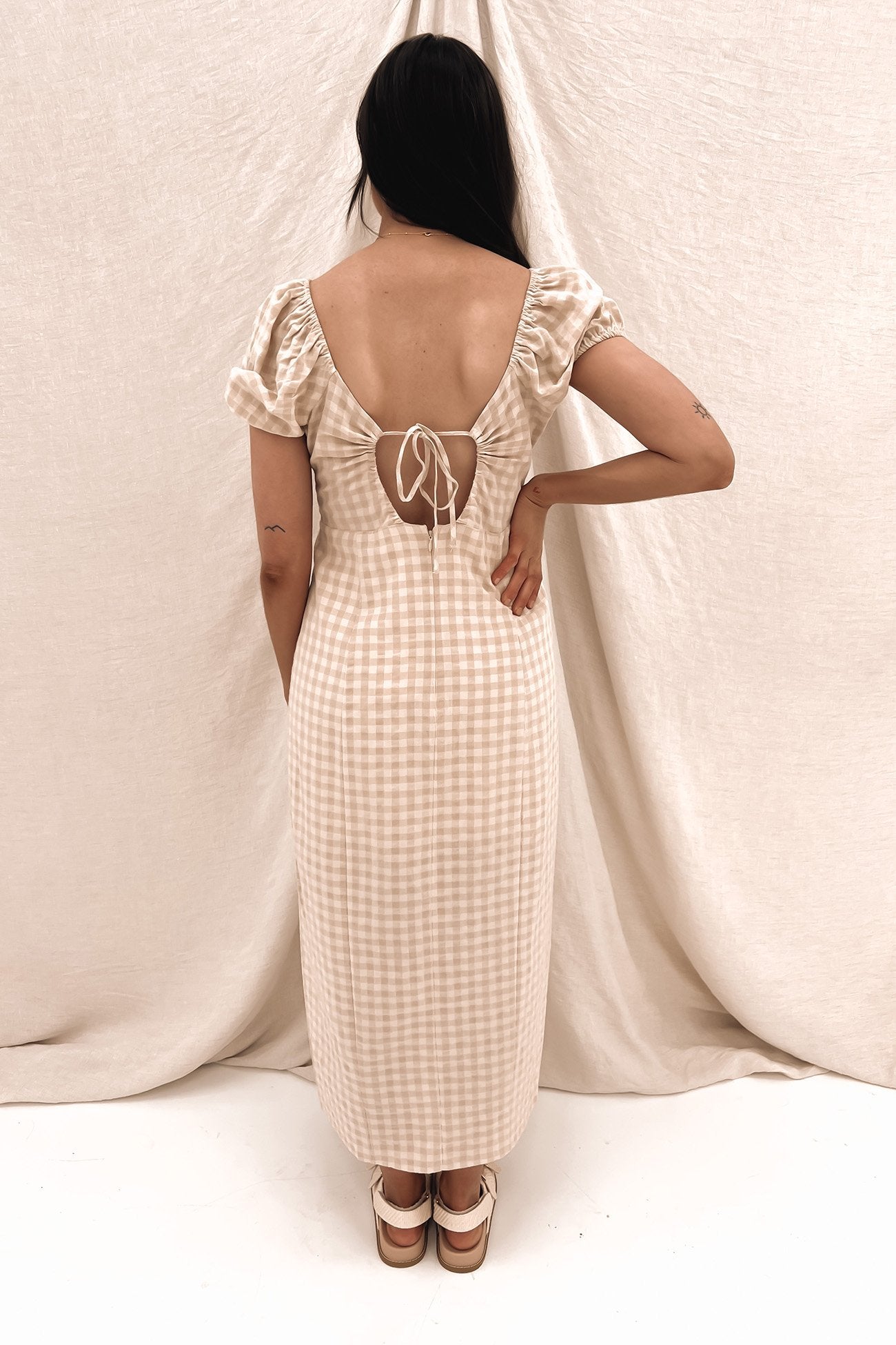 Georgette Maxi Dress Oatmeal