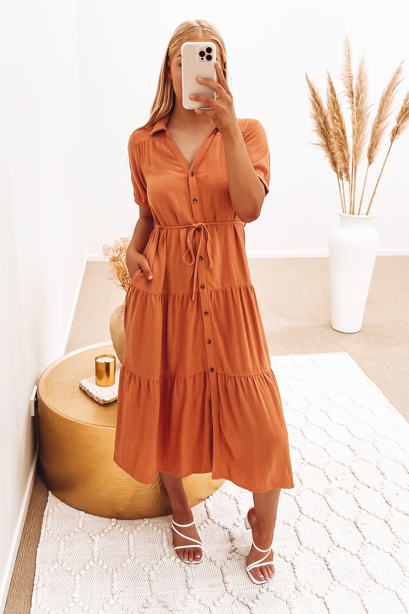 Griffin Midi Dress Rust