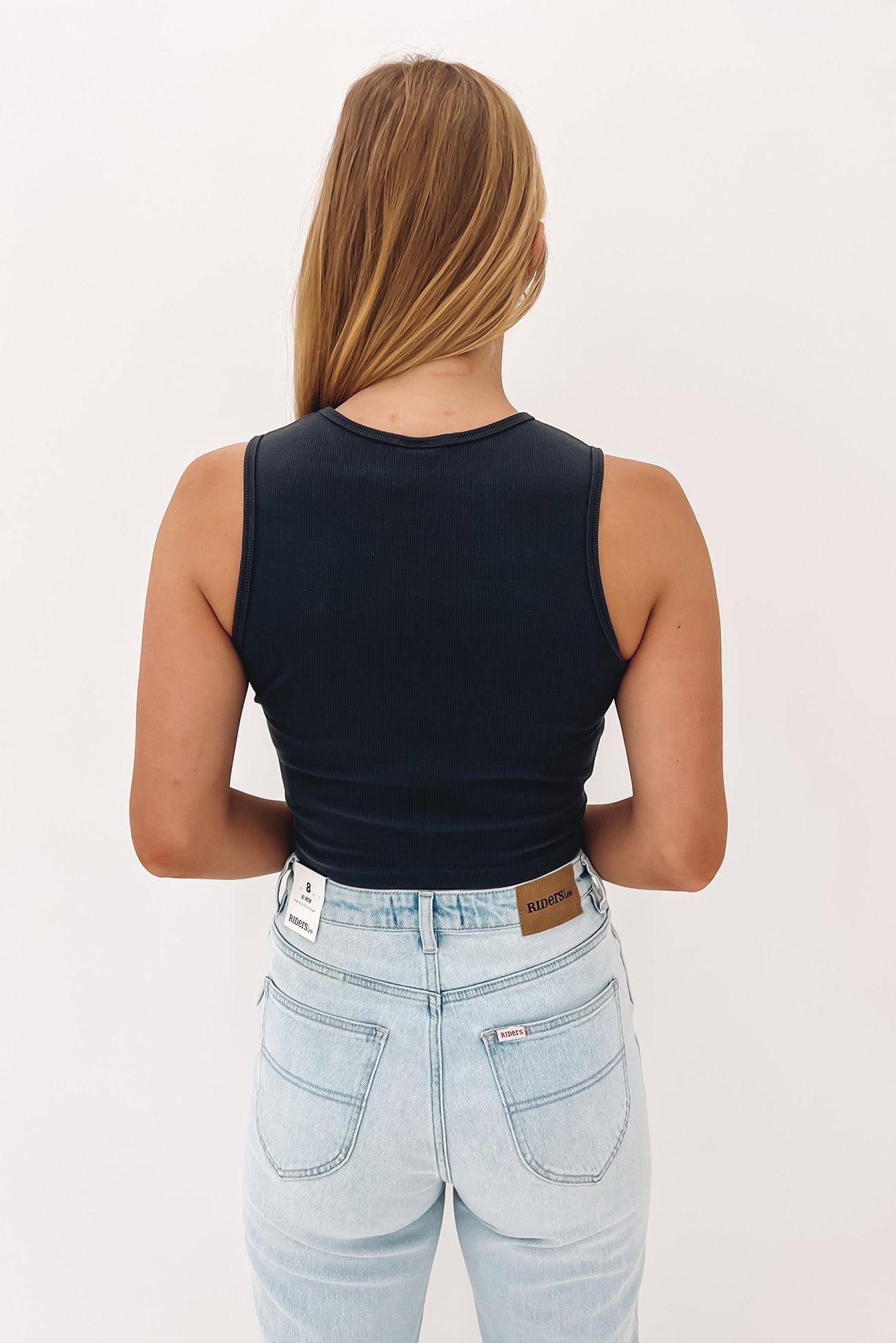 Harlow Recycled Ribbed Singlet Charcoal