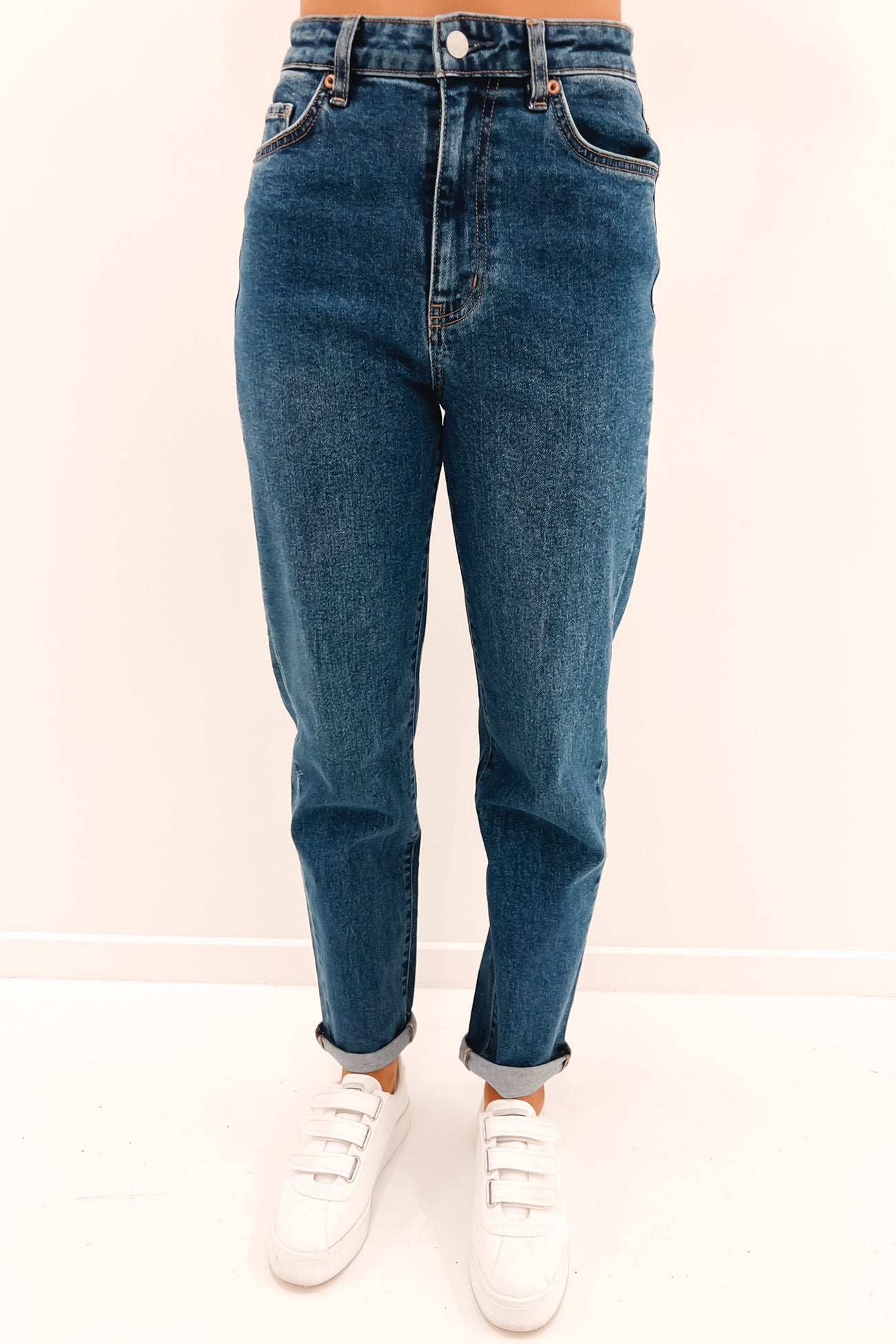Hi Mom Jean Portrait Blue