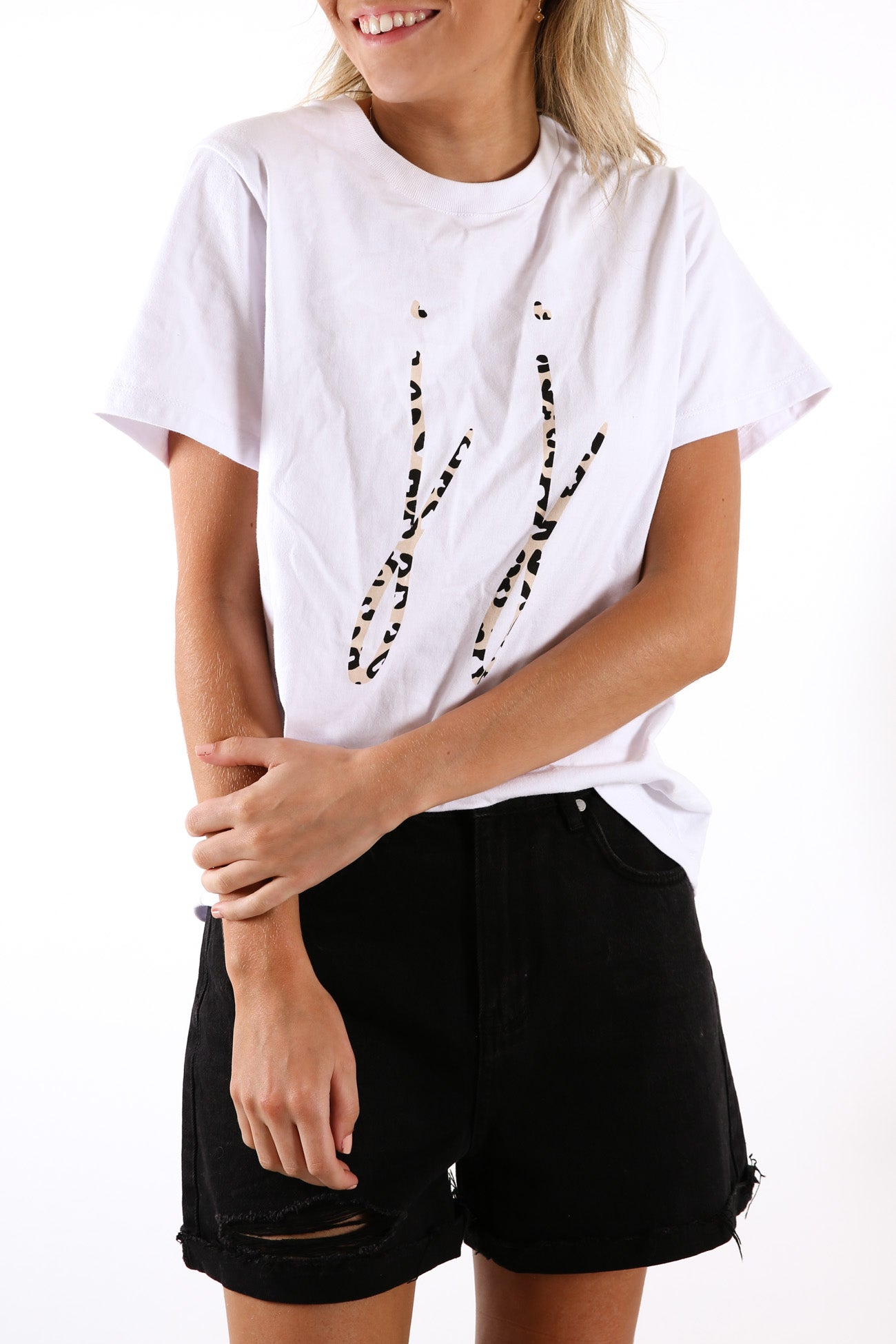 Inspire Tee White Leopard